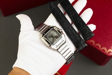 Cartier Replica Watches Santos Black Dial Roman Numeral Pile BV Factory 39.8mm