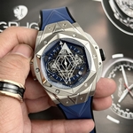 Hublot Replica Watch Classic Fussion Custom Blue Dial Moissanite Diamonds 33mm