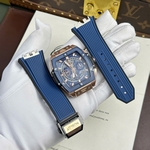 Hublot Replica Watch Classic Fussion Custom Blue Dial Moissanite Diamonds 33mm
