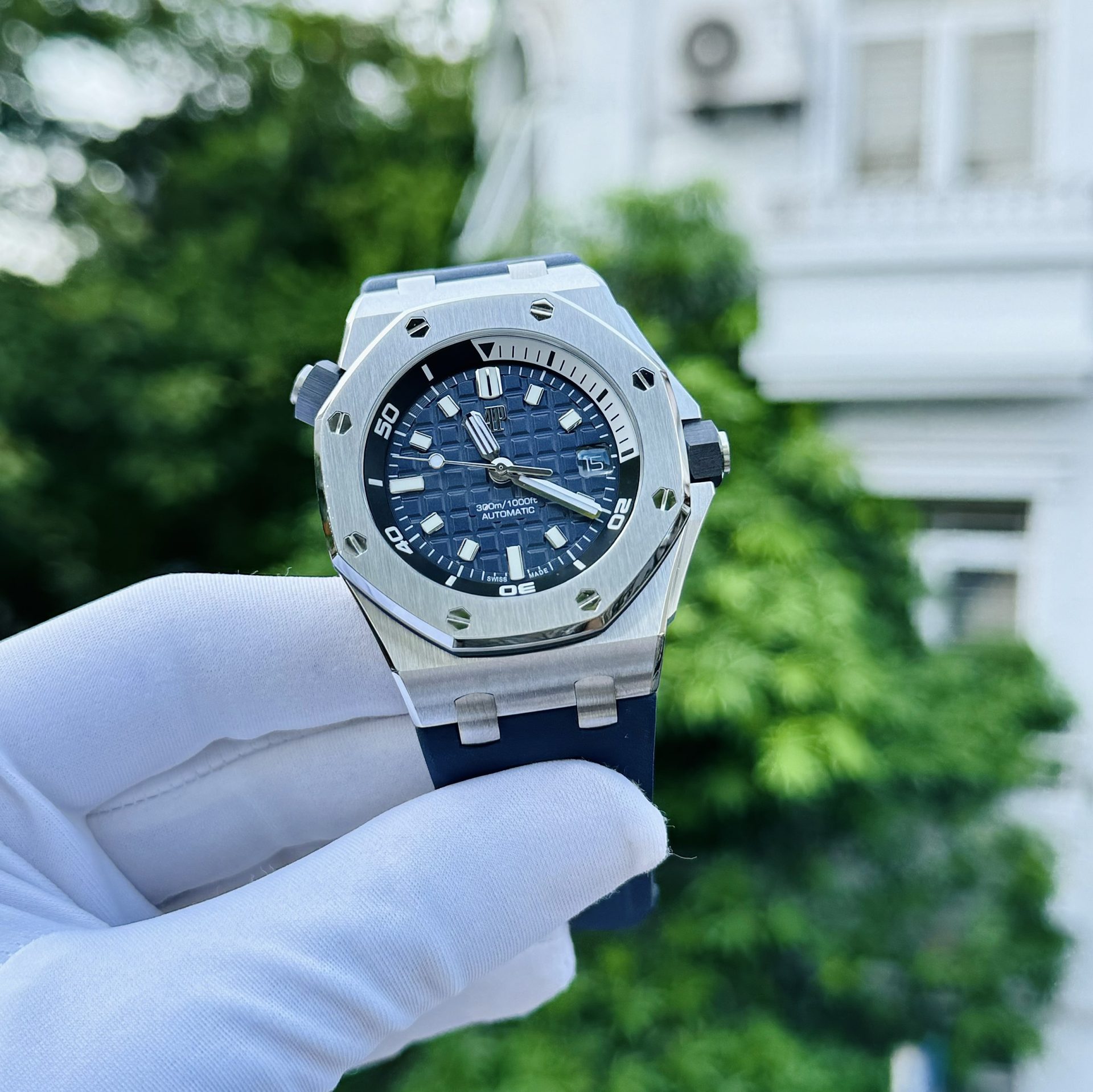 Audemars Piguet Royal Oak 26574OR Rose Gold Replica Watch Blue Dial 41mm