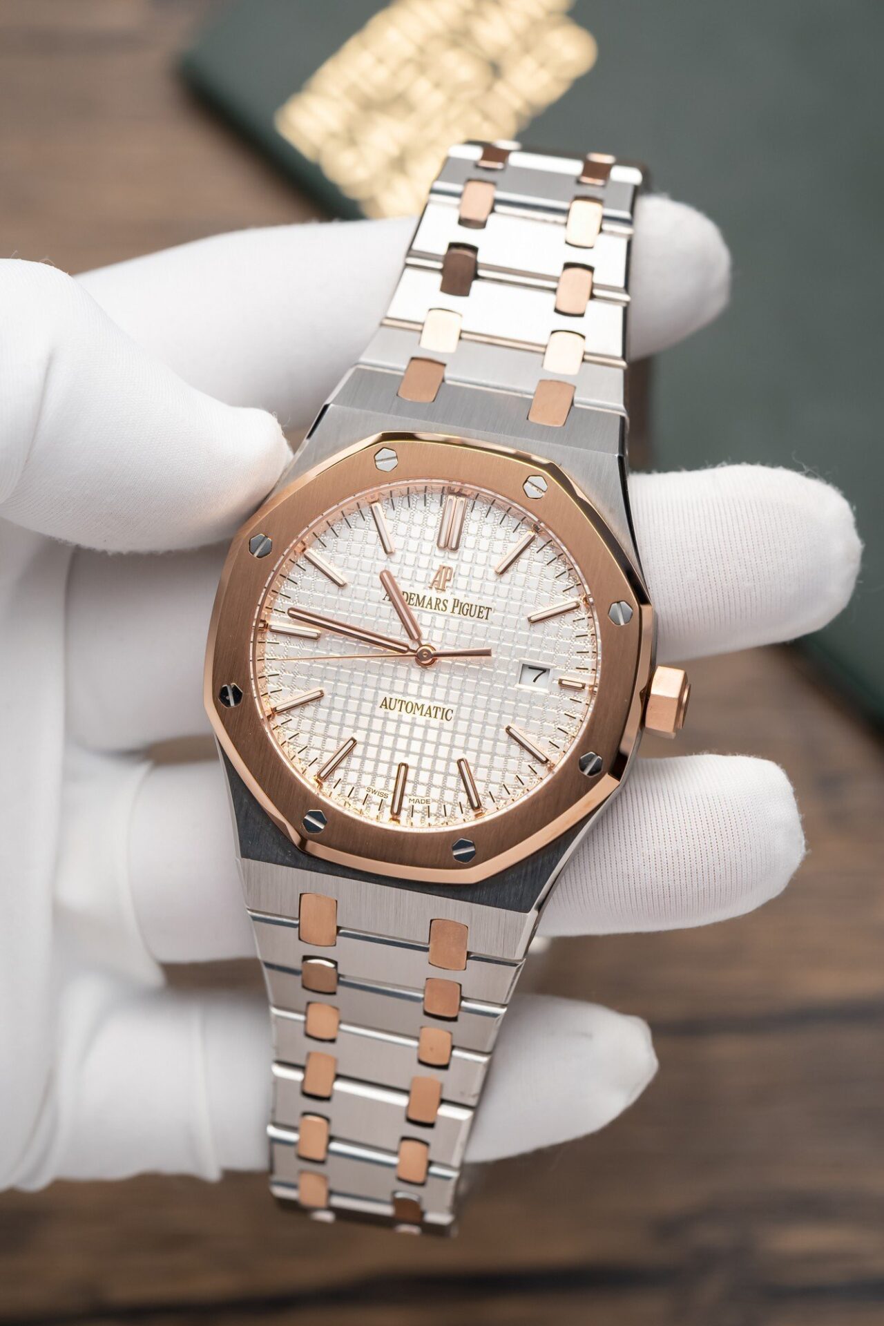 Audemars Piguet Royal Oak 26574OR Rose Gold Replica Watch Blue Dial 41mm