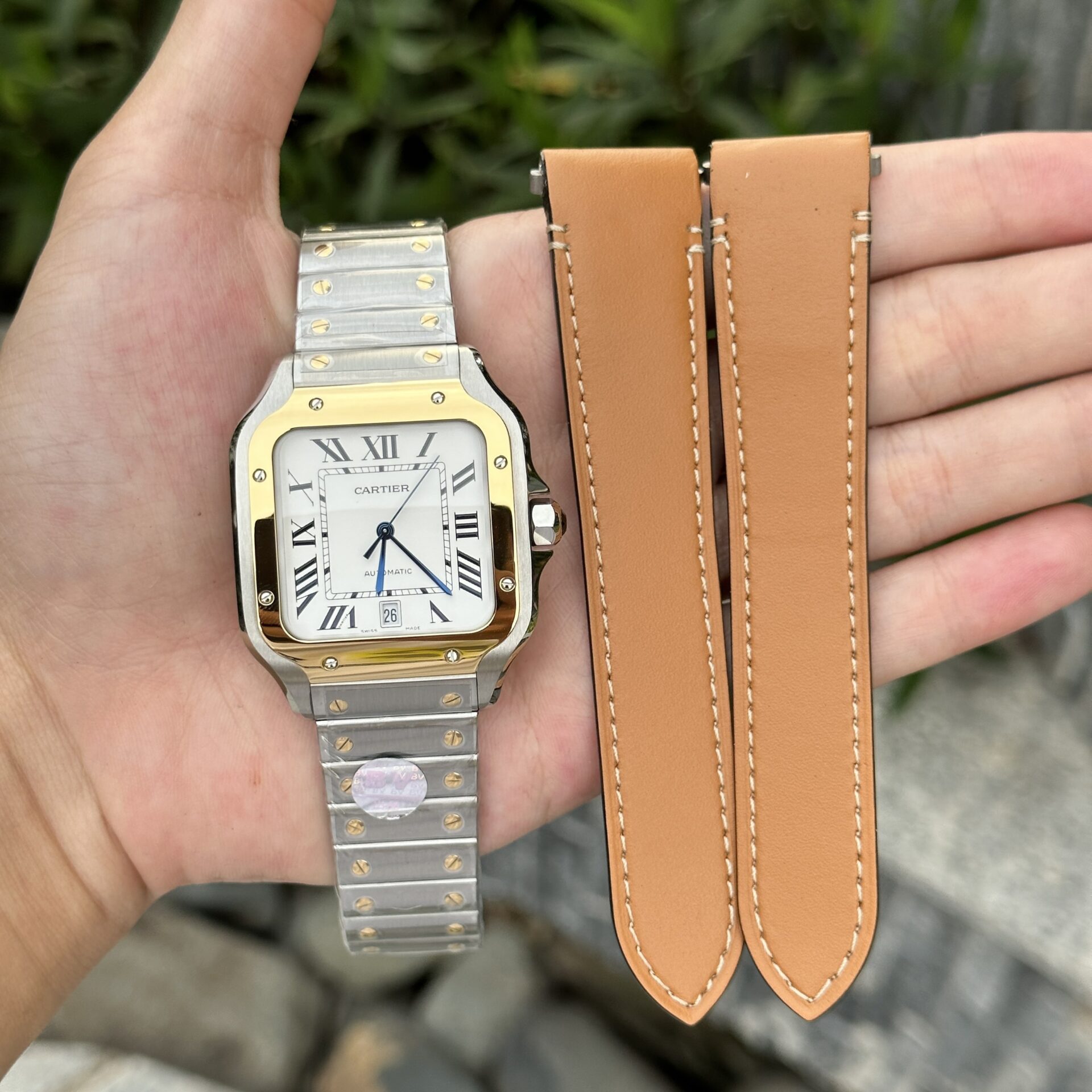 Cartier Ballon Bleu Replica 1:1 Watch White Dial Leather Strap 36mm