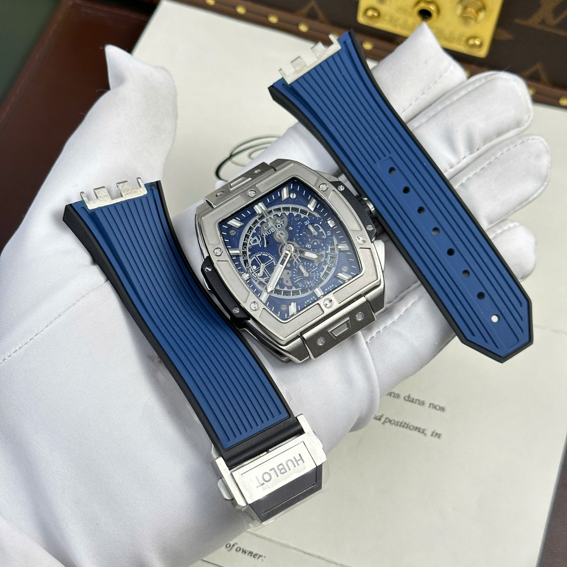 Hublot Best Replica Watch Big Bang Sang Bleu II King Gold White Dial BBF 45mm