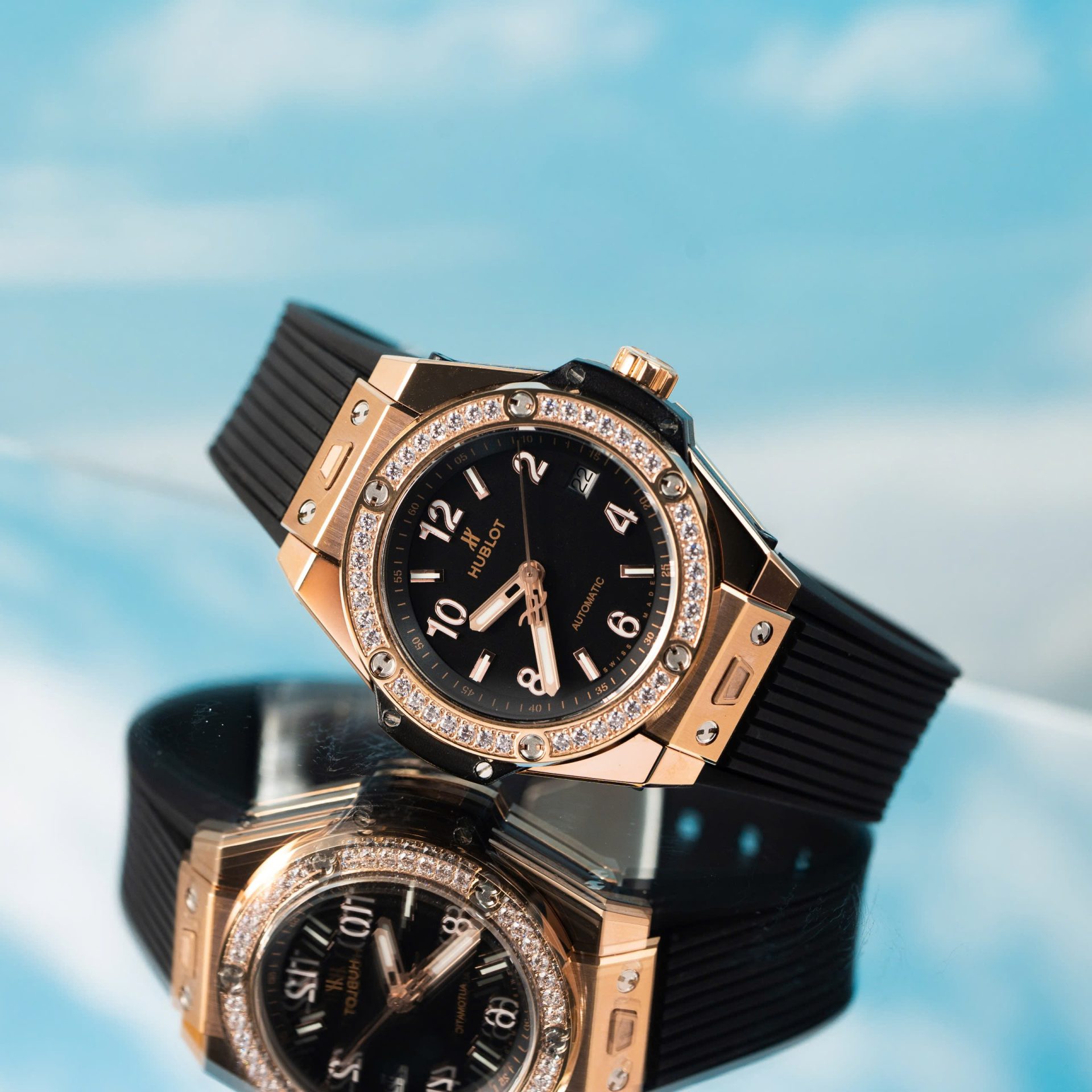 Hublot Replica Watches Big Bang Sang Bleu ll King Gold Black Dial BBF 45mm