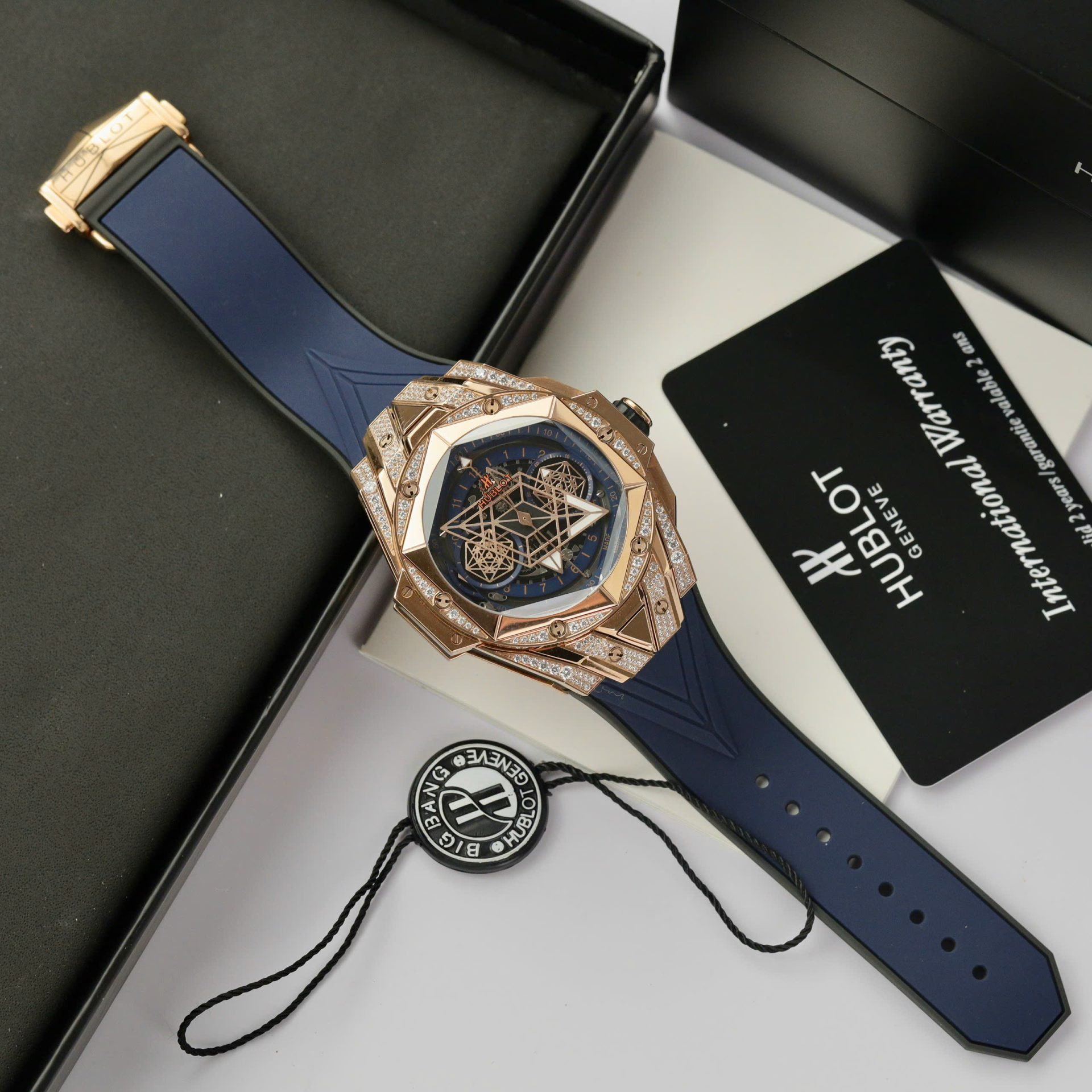 Hublot Best Replica Watch Big Bang Sang Bleu II King Gold White Dial BBF 45mm