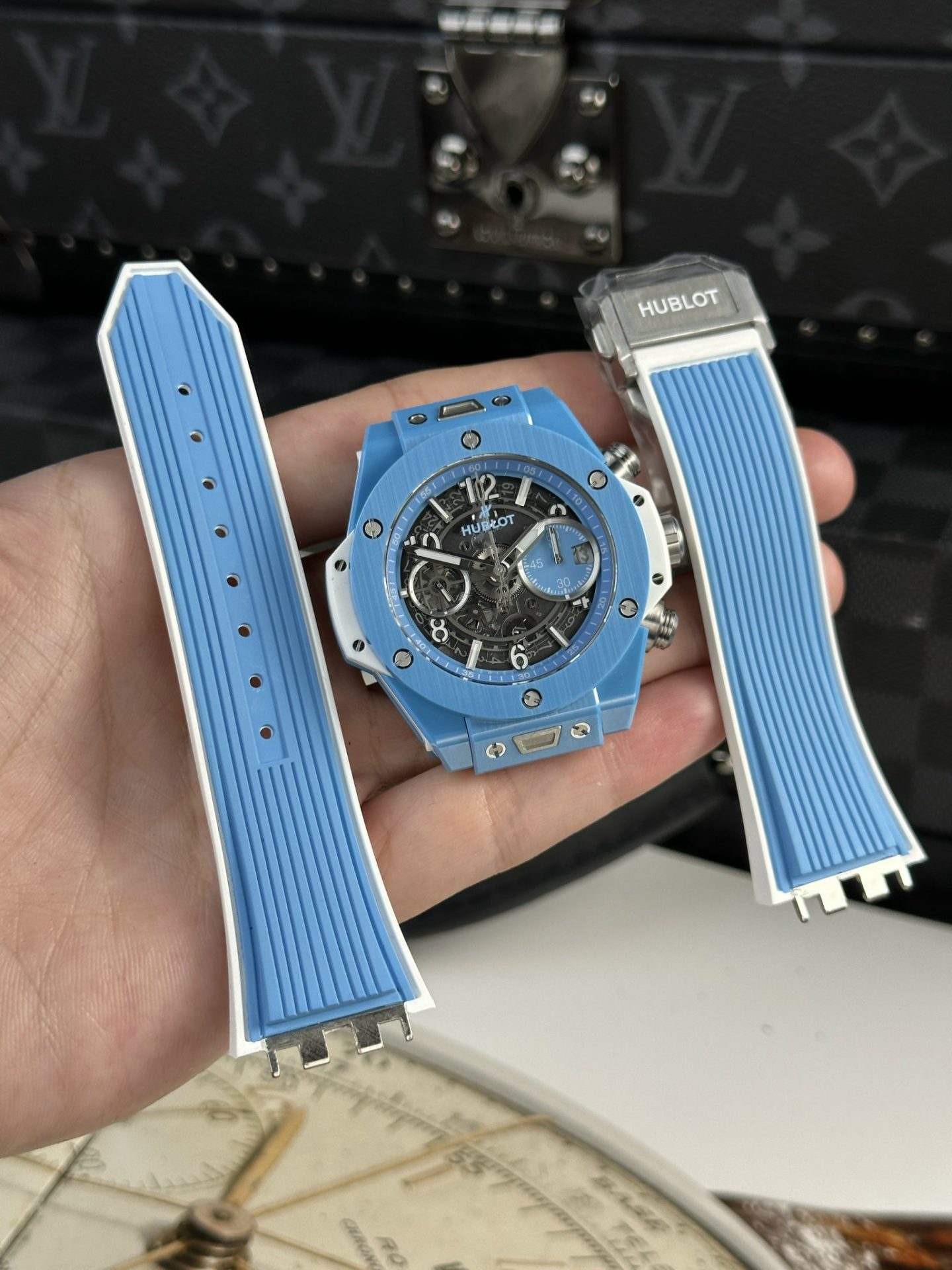 Hublot Replica Watch Big Bang Sang Bleu II Titanium Black Dial BBF 45mm