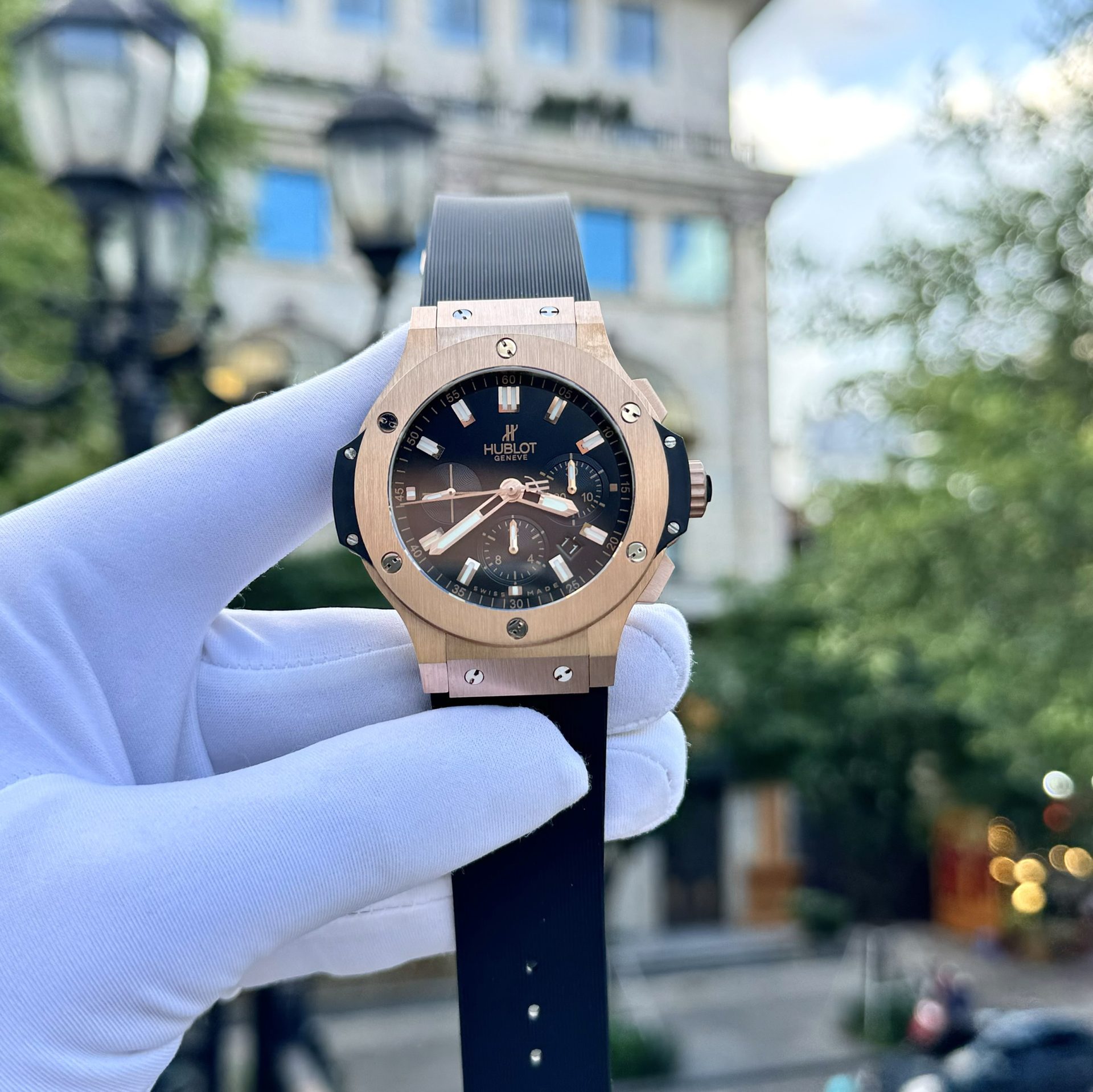 Hublot Best Replica Watch Big Bang Sang Bleu II King Gold White Dial BBF 45mm