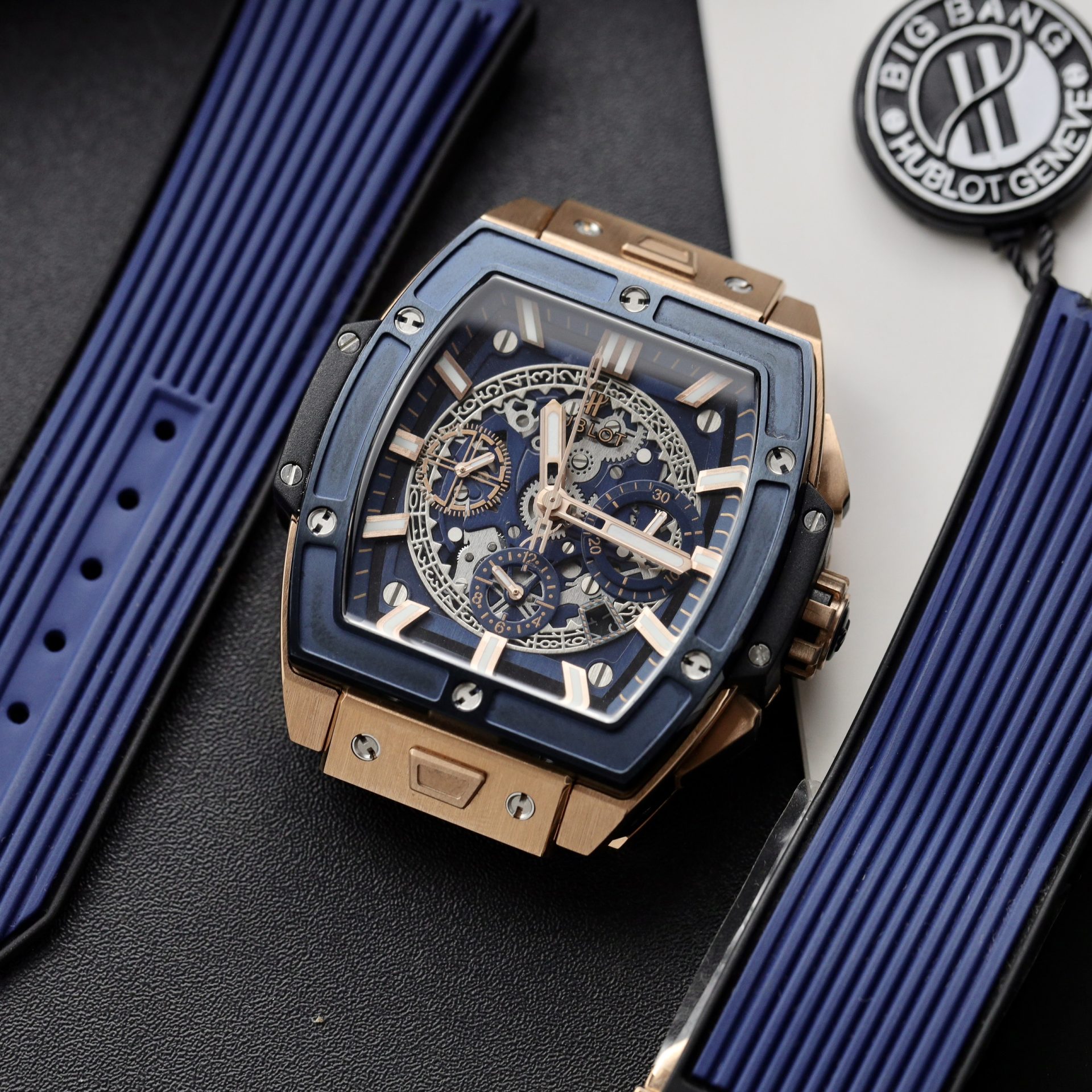 Hublot Best Replica Watch Square Bang King Gold Custom Moissanite Diamonds BBF 42mm