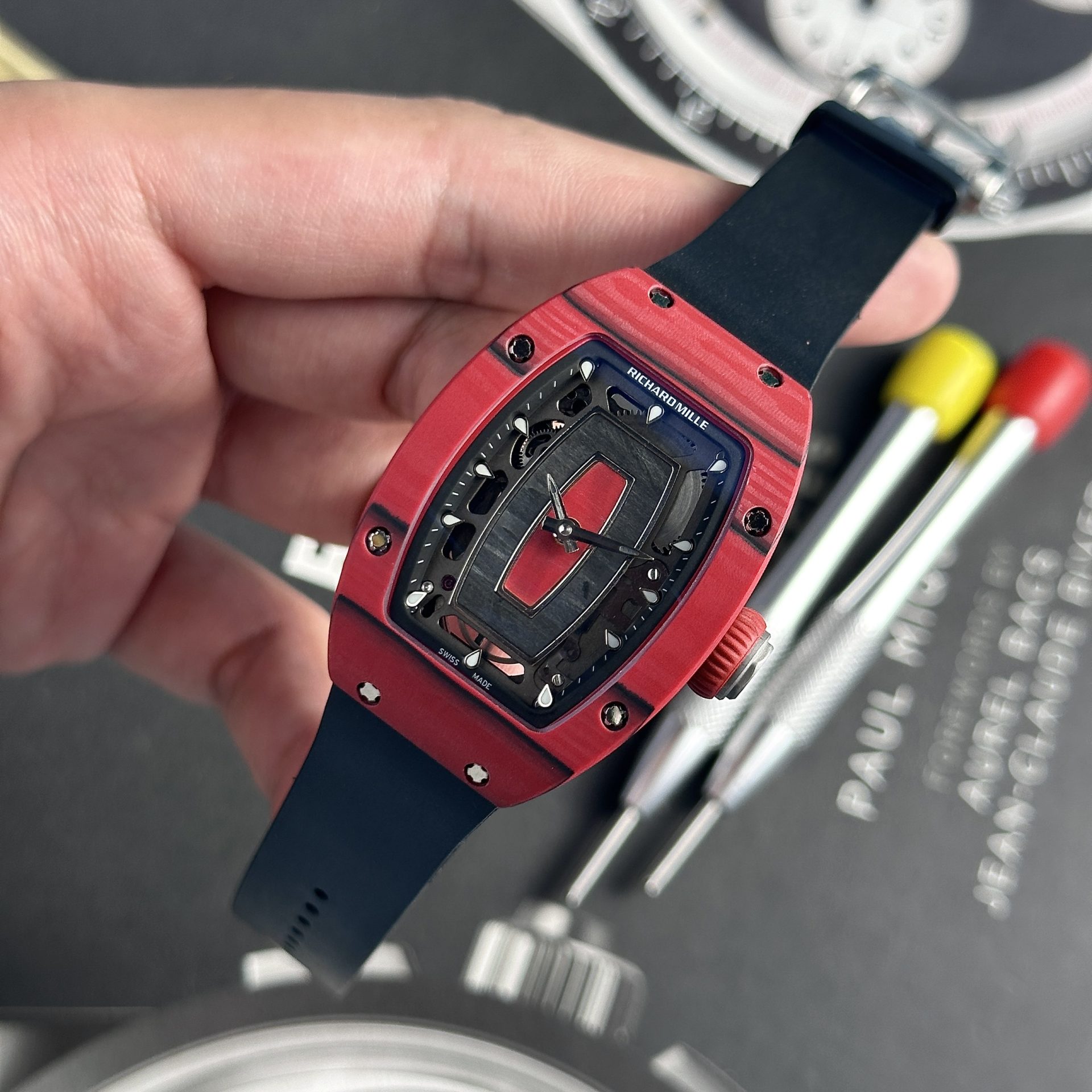 Richard Mille Replica Watch RM007 Black Dial Full CZ 36mm