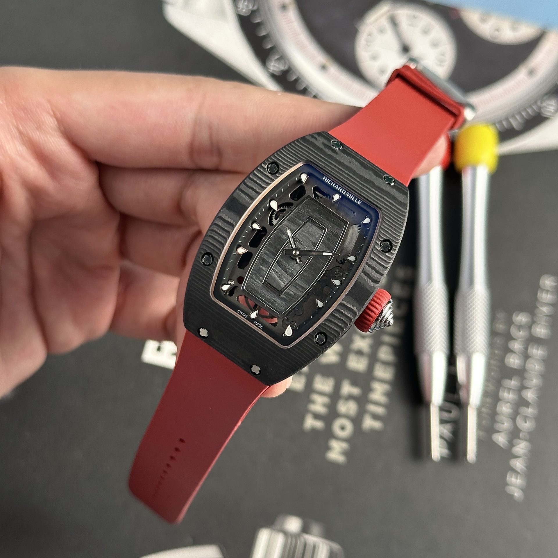 Richard Mille Replica Watch RM51-02 Rose Gold Rubber Strap 40mm