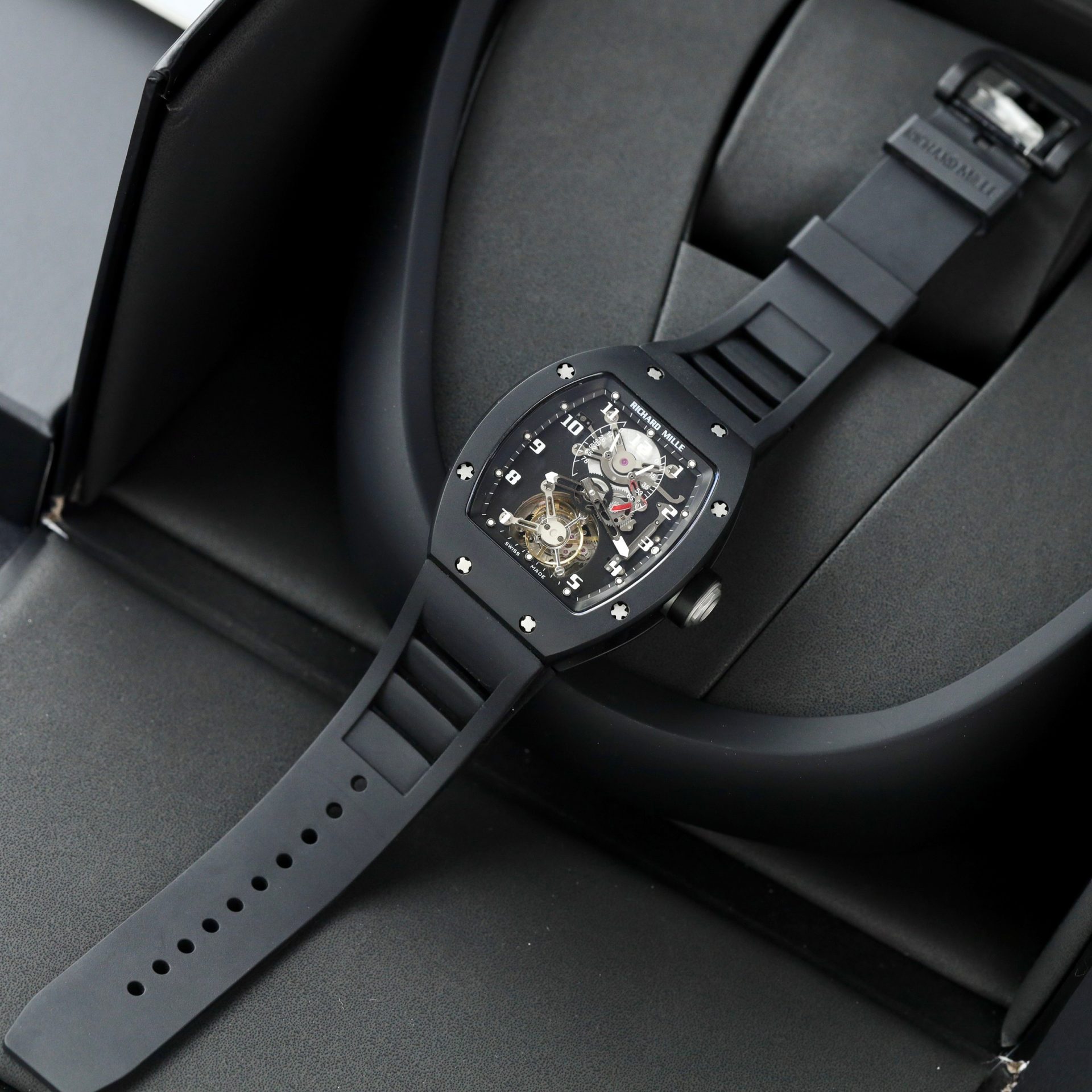Richard Mille Replica Watch RM055 Carbon White Rubber Strap 45mm