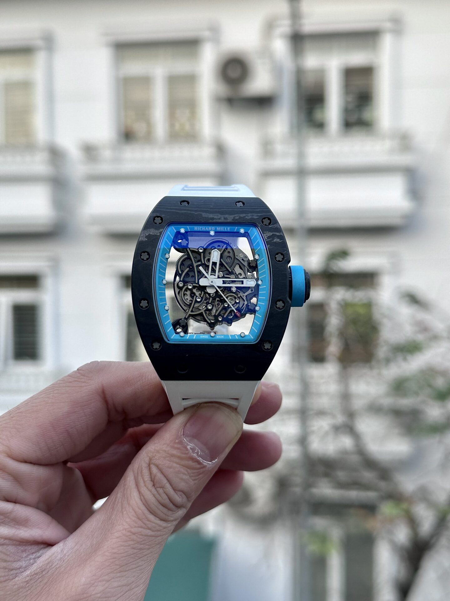 Richard Mille Replica Watches RM07-01 Red Carbon Rubber Strap 32x46mm