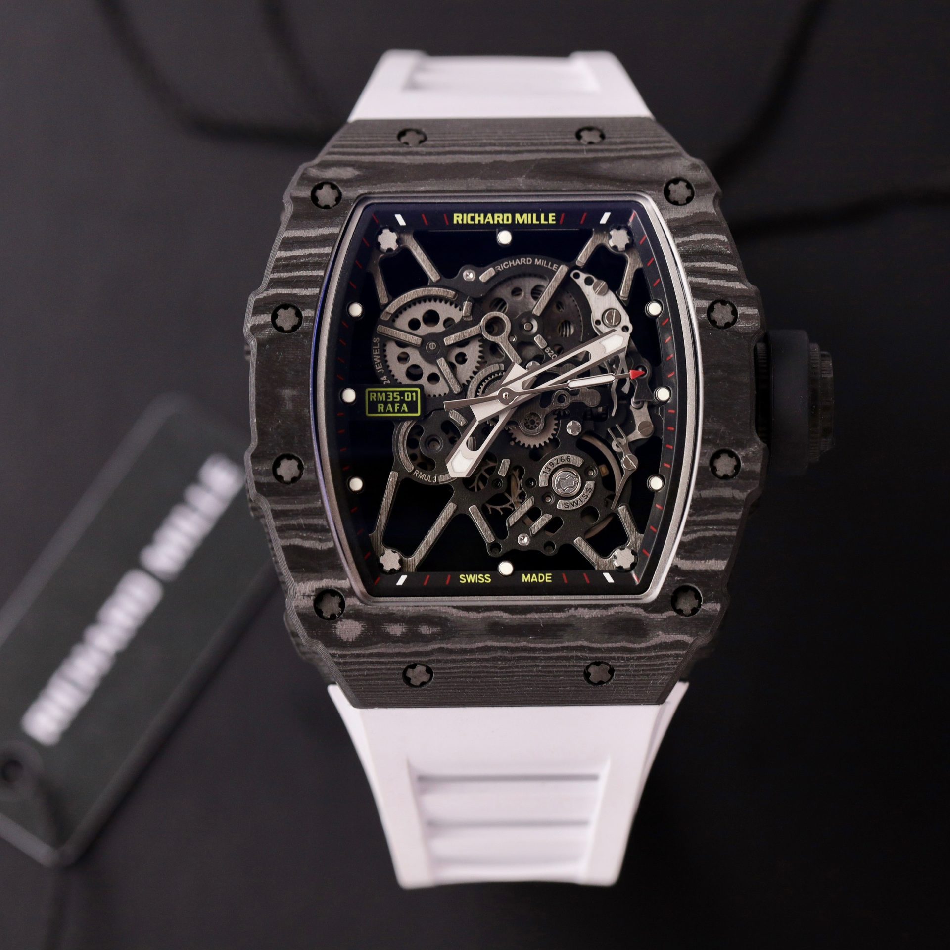 Richard Mille Replica Watch RM12-01 Tourbillon Sapphire Rubber Strap 44mm