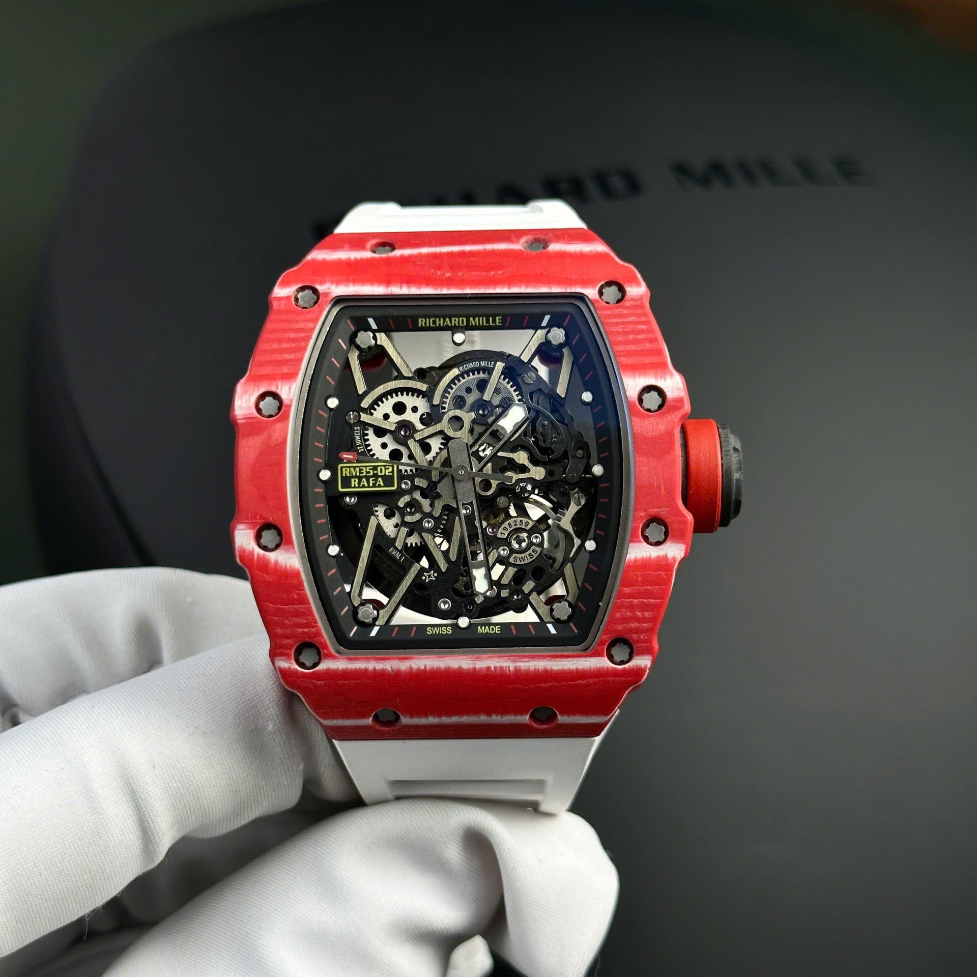 Richard Mille Replica Watch RM12-01 Tourbillon Sapphire Rubber Strap 44mm