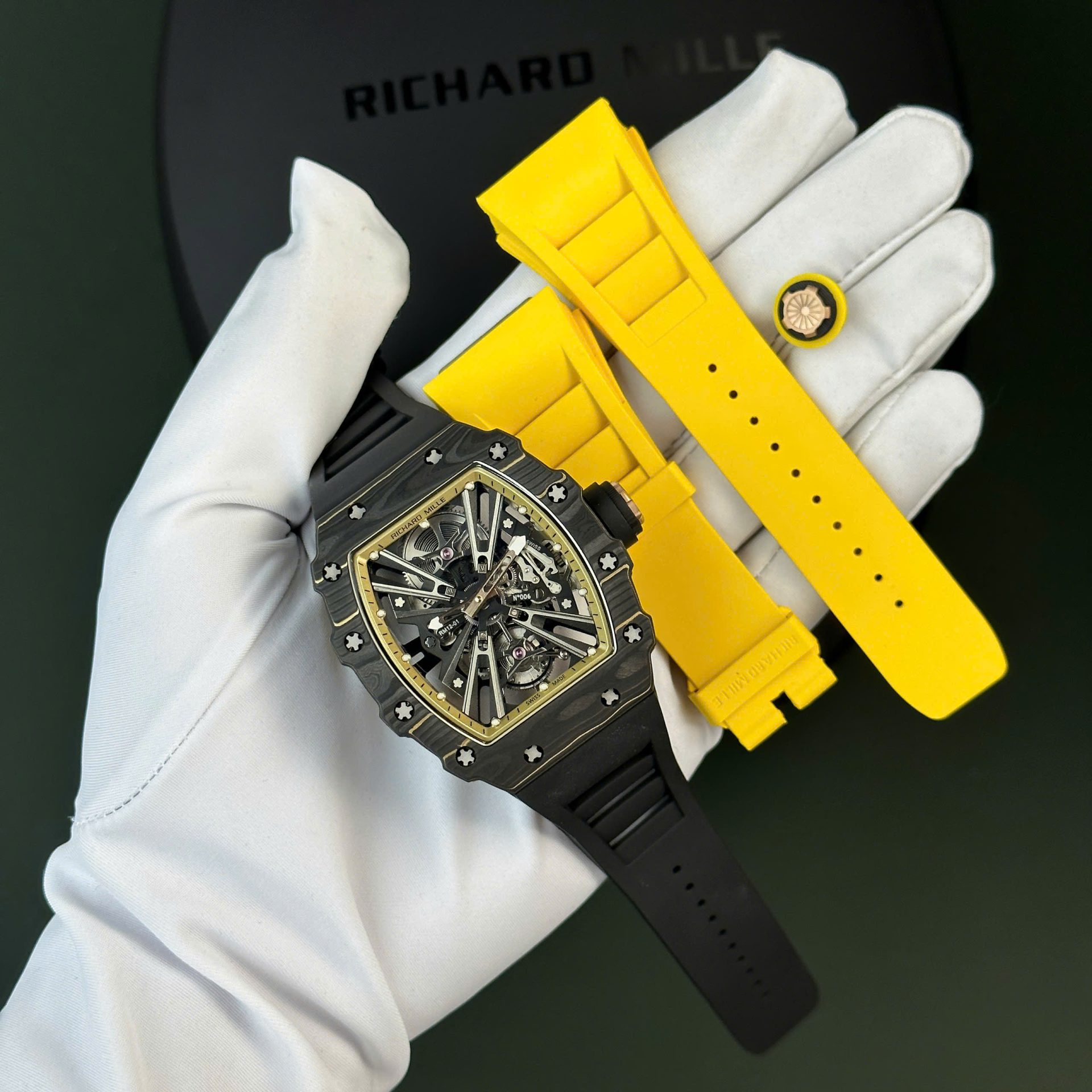 Richard Mille Replica Watch RM59-01 Yohan Blake Tourbillon Carbon Green 43x50mm