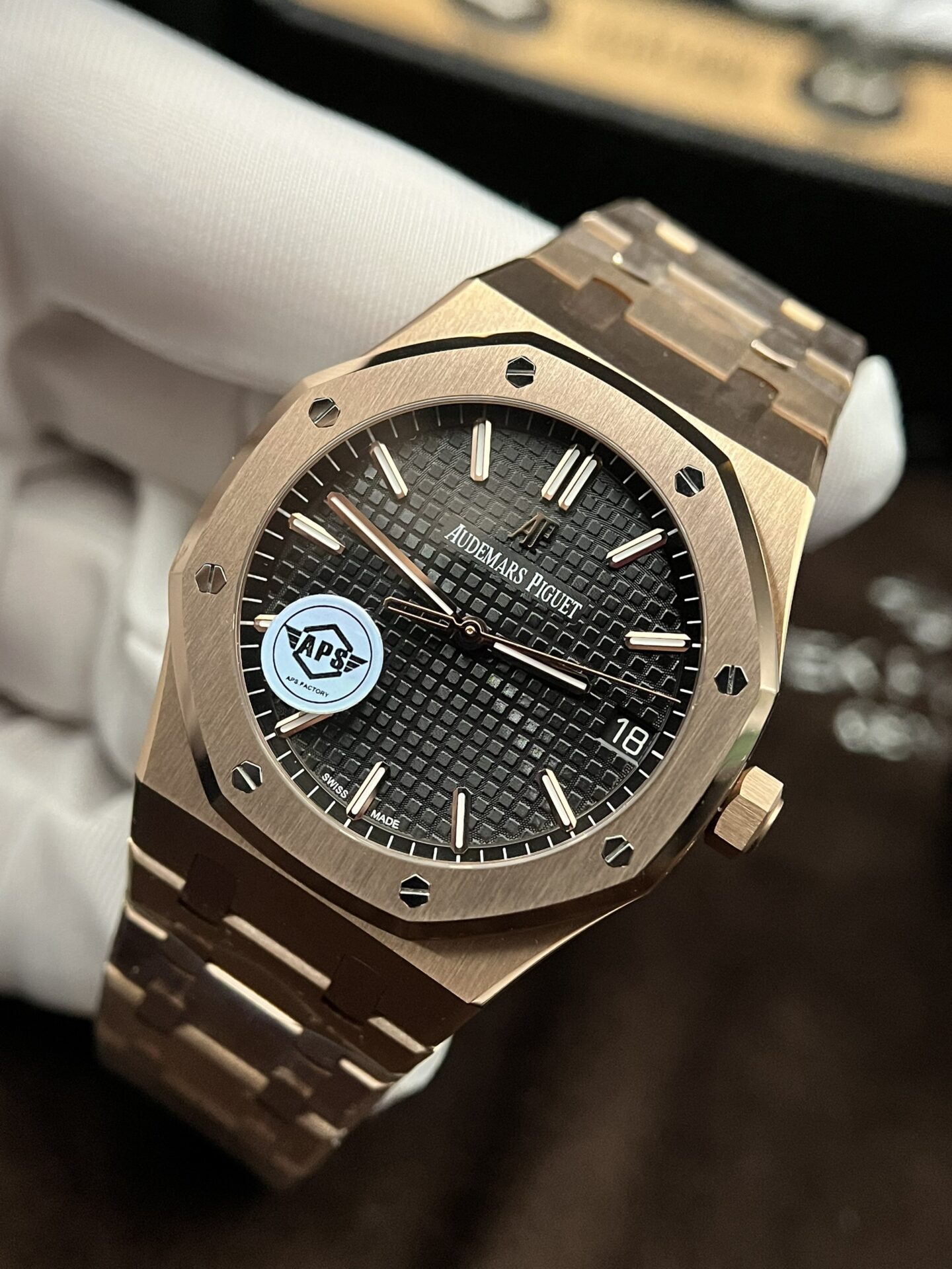 replica Audemars Piguet Fake Watch Royal Oak 15450 White Gold IP Factory 37mm WATCHES 1 
