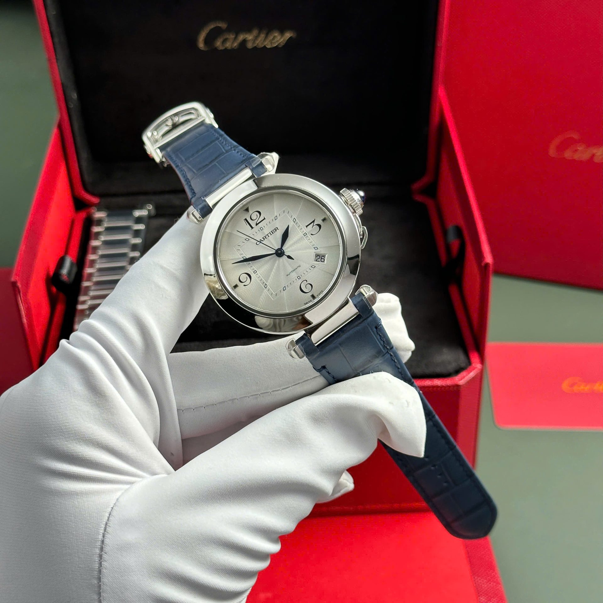 replica Cartier Santos Replica Watch Full CZ Metal Wire 39.8mm WATCHES 1 
