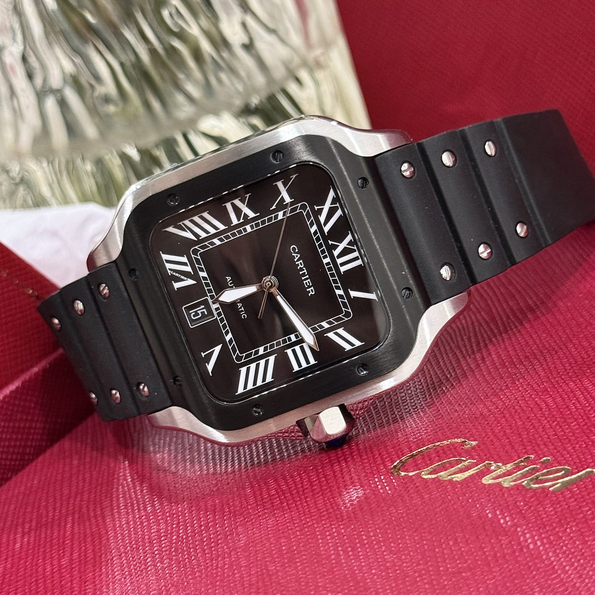 replica Cartier Replica Watch Santos Custom Moissanite Diamonds BV Factory 39.8mm WATCHES 1 