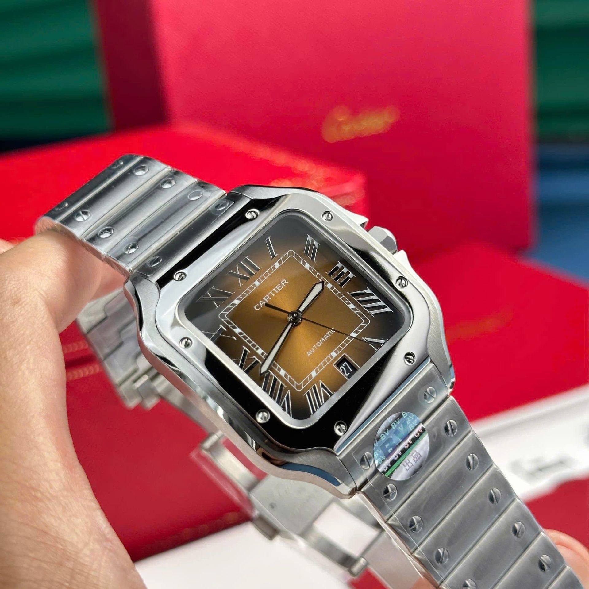 replica Cartier Replica Watch Santos Dumont WJSA0017 Red Leather Strap 38×27.5mm WATCHES 1 