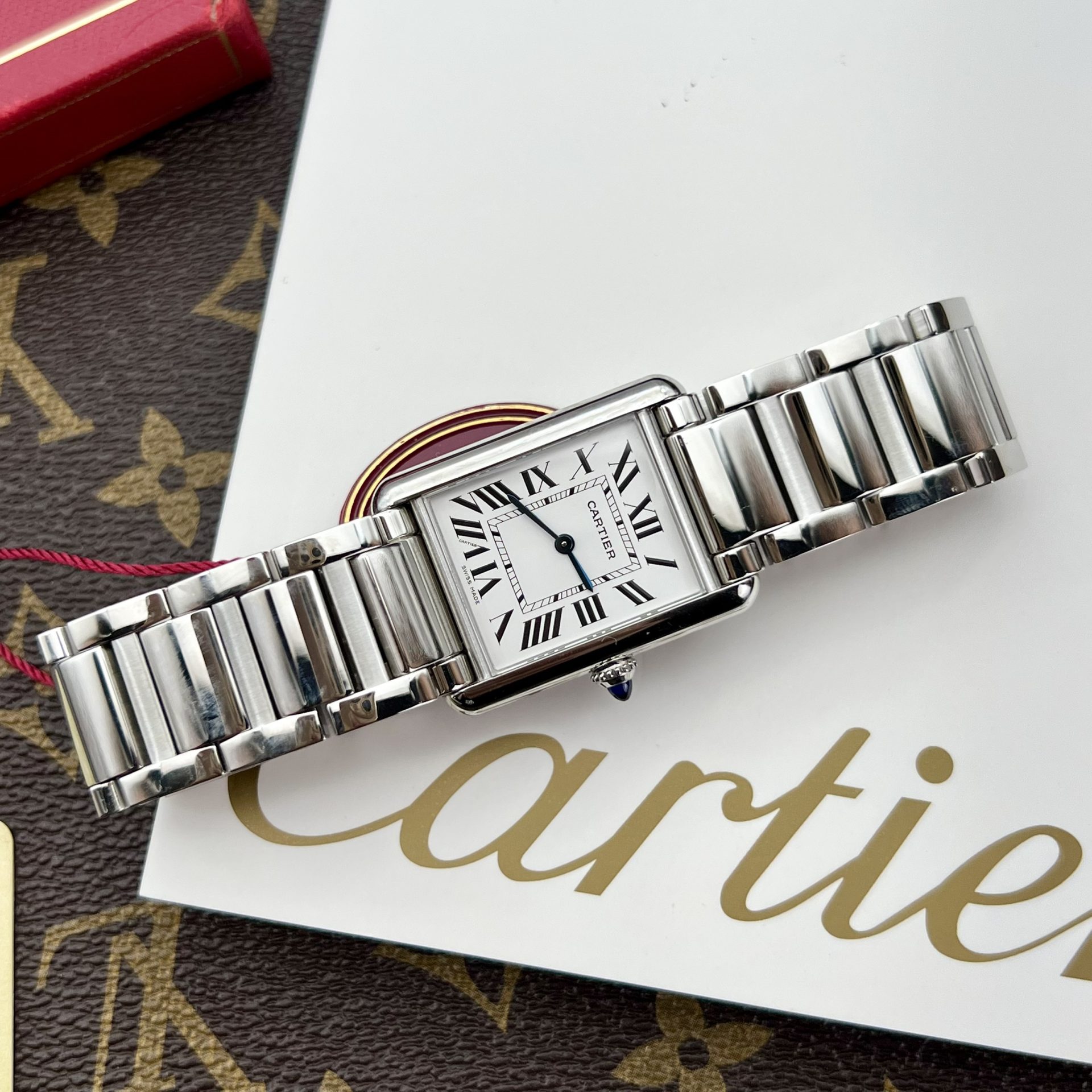 replica Cartier Santos Replica Watch Blue Dial Custom Moissanite Diamonds 39.8mm WATCHES 1 