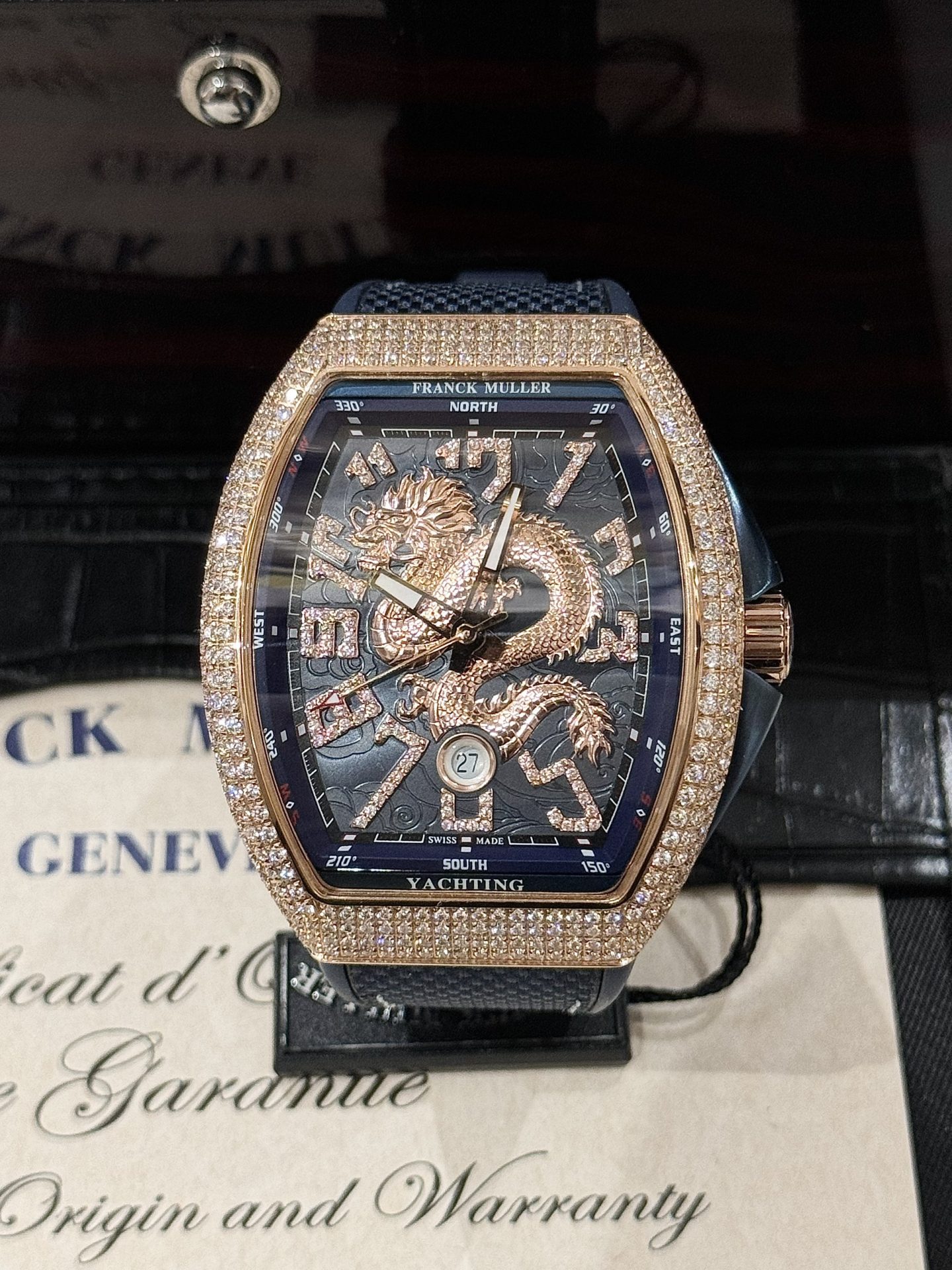 replica Franck Muller Vanguard V45 Replica Watch With Full RoseGold Diamonds ABF 45mm WATCHES 1 