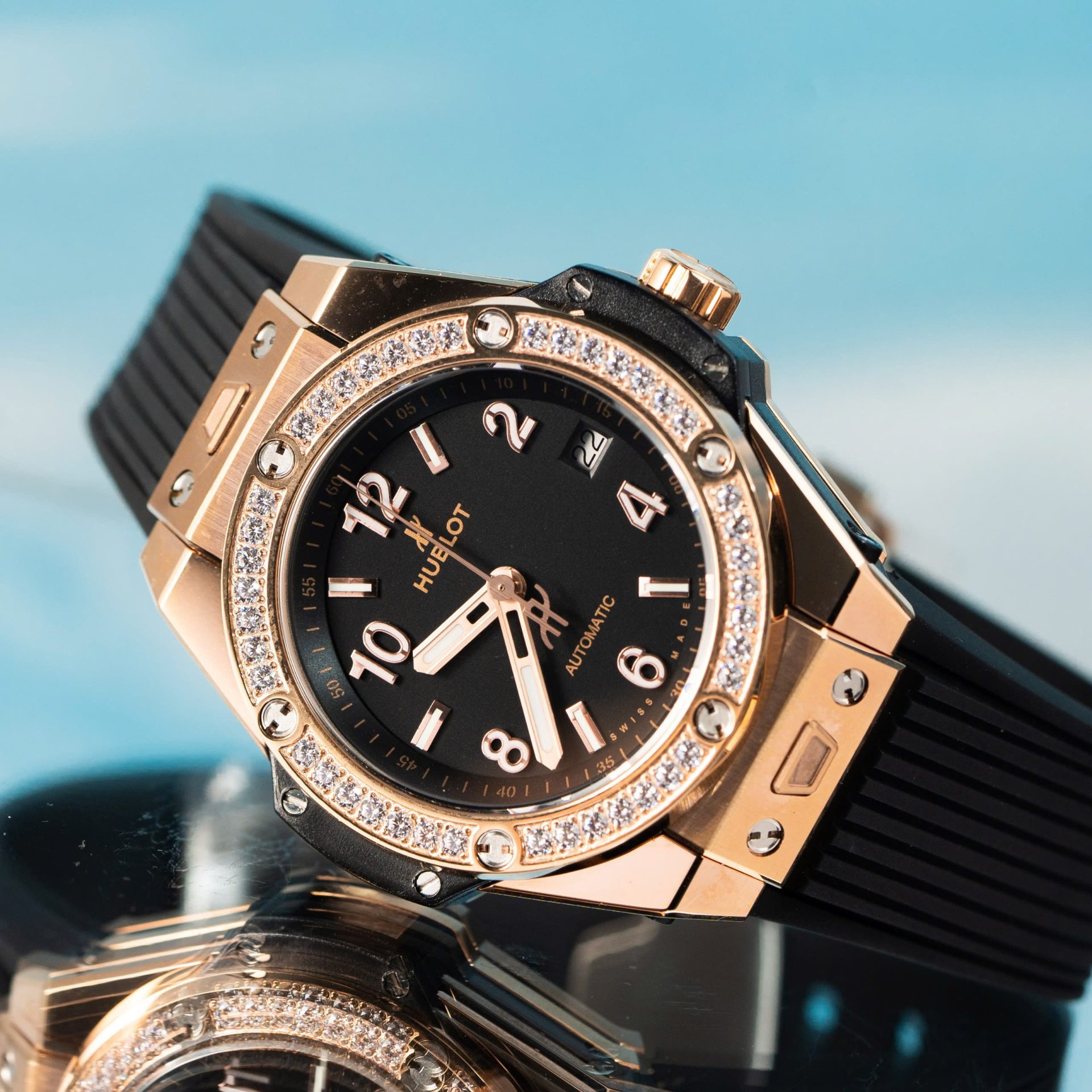 replica Hublot Replica Watches Big Bang Sang Bleu ll King Gold Black Dial BBF 45mm WATCHES 1 