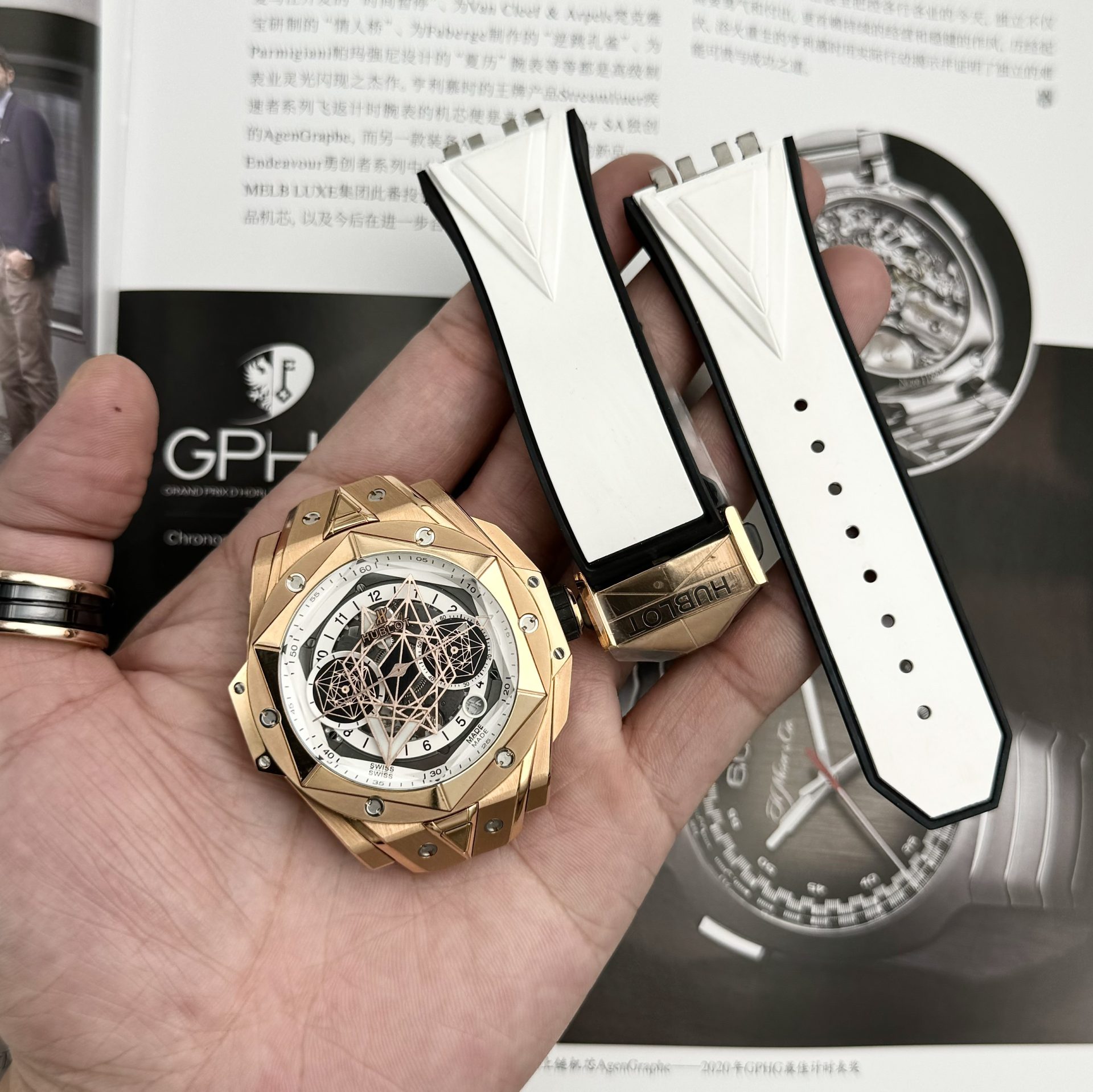 replica Hublot Fake Watch Big Bang Sang Bleu II King Gold HB Factory 44mm WATCHES 1 