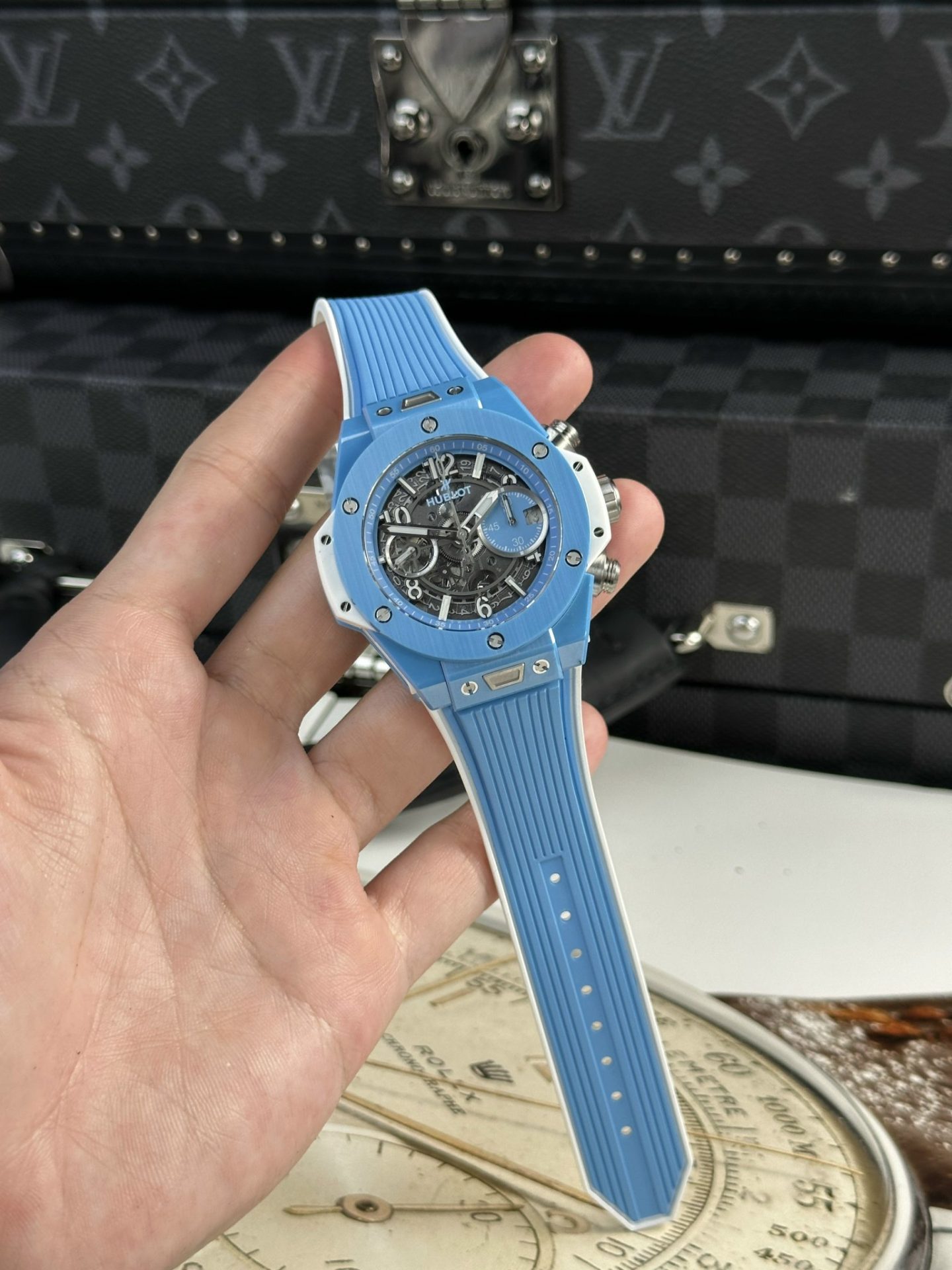 replica Hublot Replica Watch Big Bang Sang Bleu II Titanium Black Dial BBF 45mm WATCHES 1 