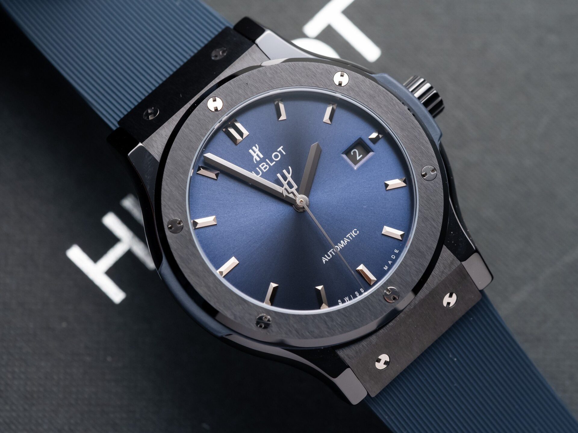 replica Hublot Replica Watch Classic Fussion Custom Blue Dial Moissanite Diamonds 33mm WATCHES 1 