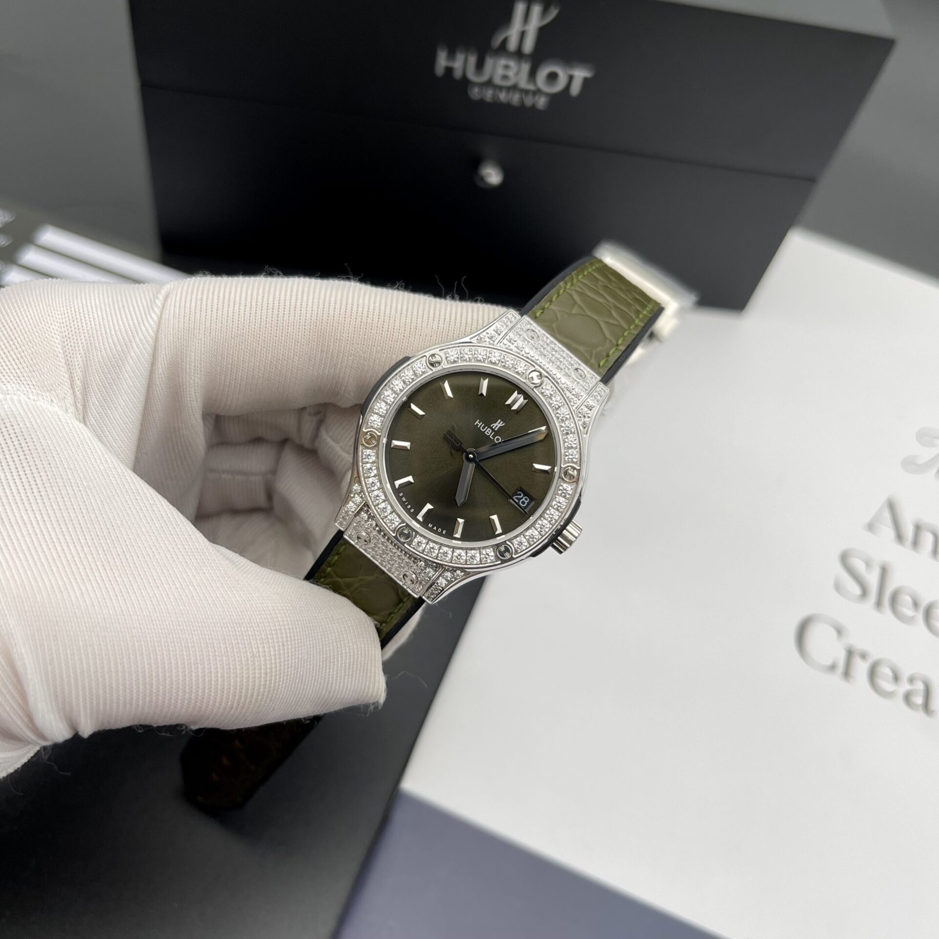 replica Hublot Fake Watch Big Bang Chronograph Blue Custom Moissanite Diamonds 44mm WATCHES 1 