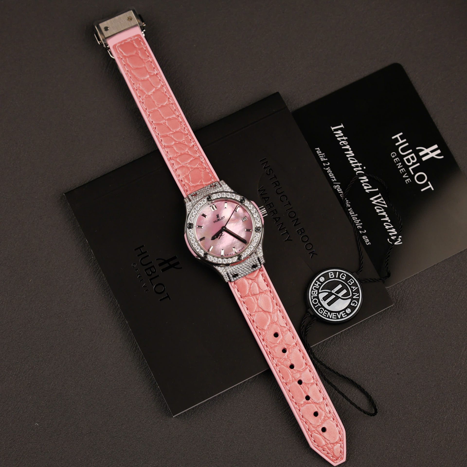 replica Hublot Replica Watch Classic Fussion Custom Blue Dial Moissanite Diamonds 33mm WATCHES 1 