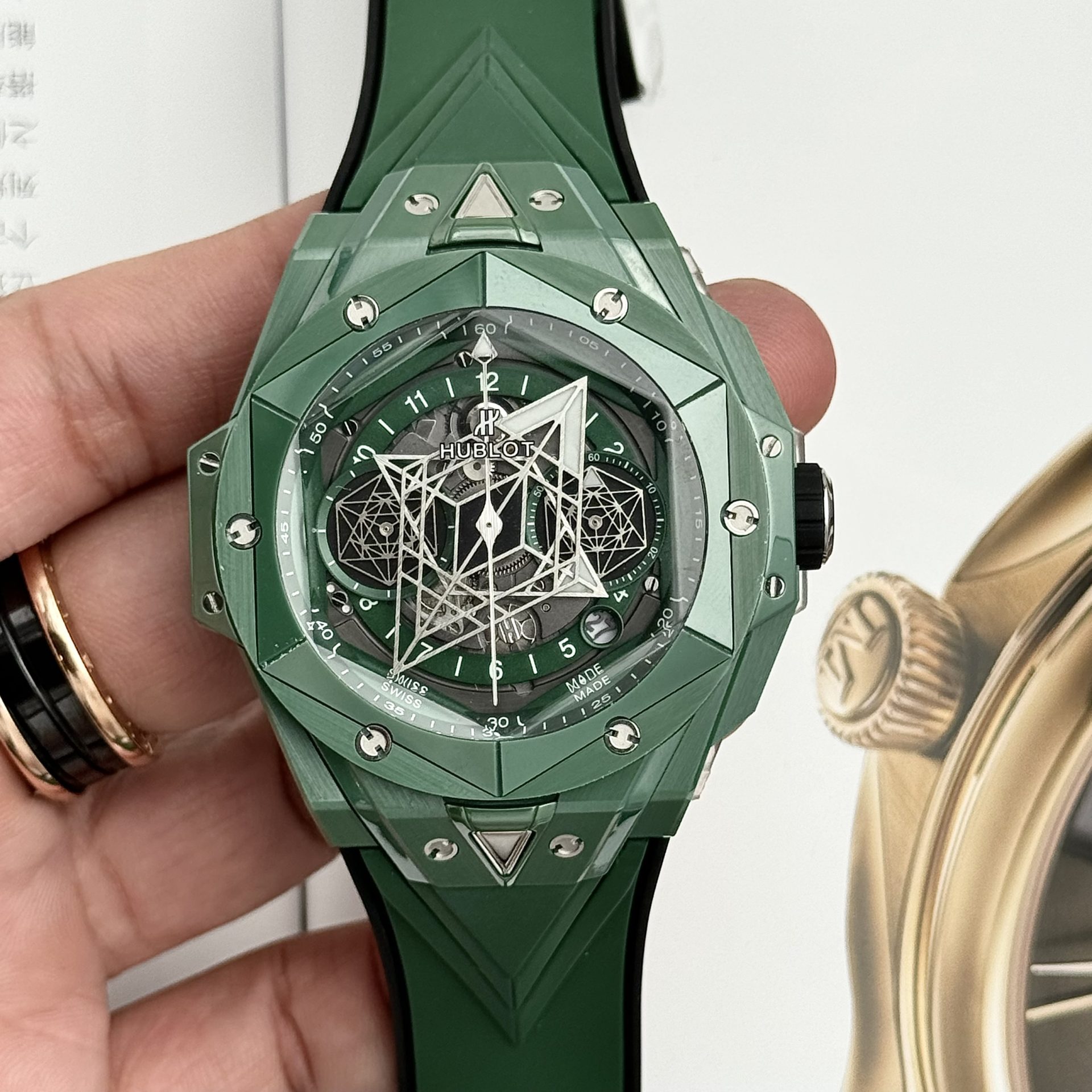 replica Hublot Best Replica Watch Square Bang King Gold Custom Moissanite Diamonds BBF 42mm WATCHES 1 