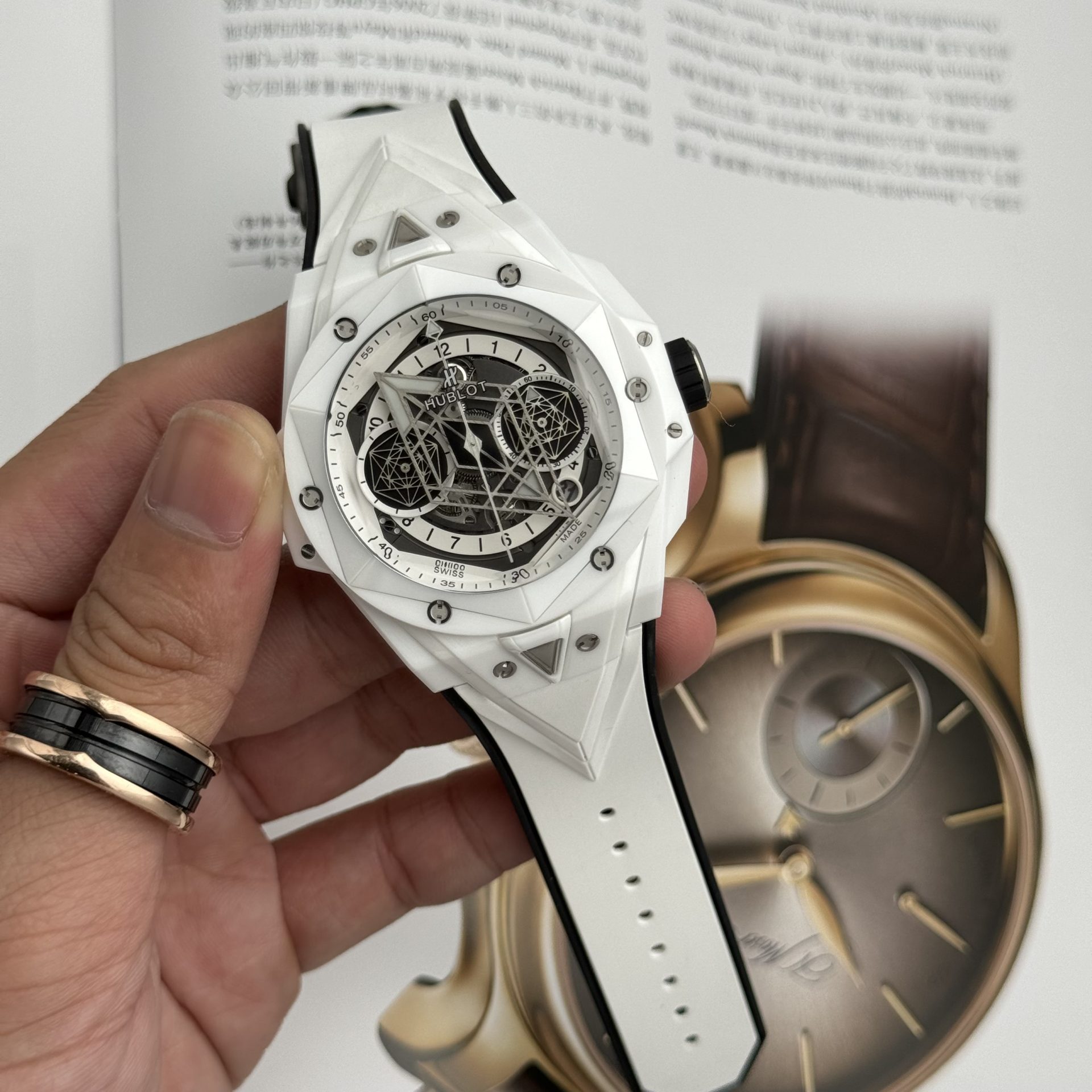 replica Hublot Replica Watches Square Bang Unico Ceramic White BBF Factory 42mm WATCHES 1 