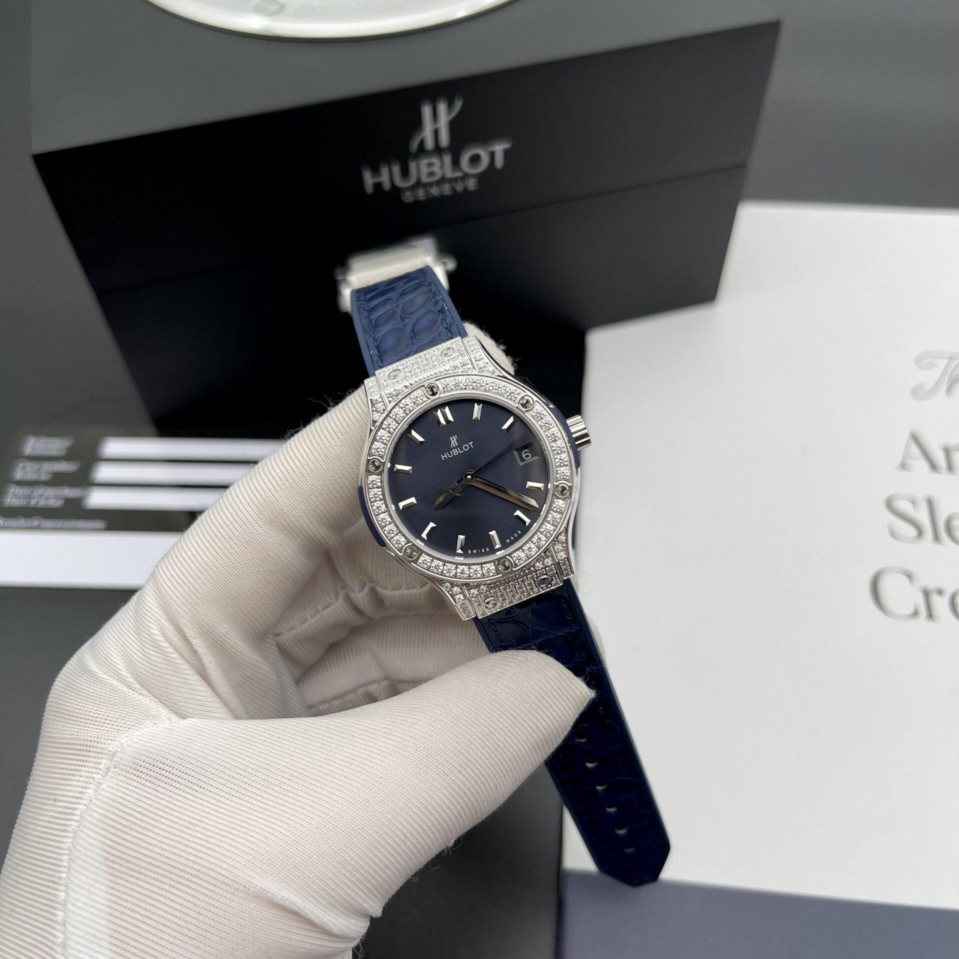 replica Hublot Fake Watch Big Bang One Click Dial Blue Custom Diamonds Moissanite 39mm WATCHES 1 