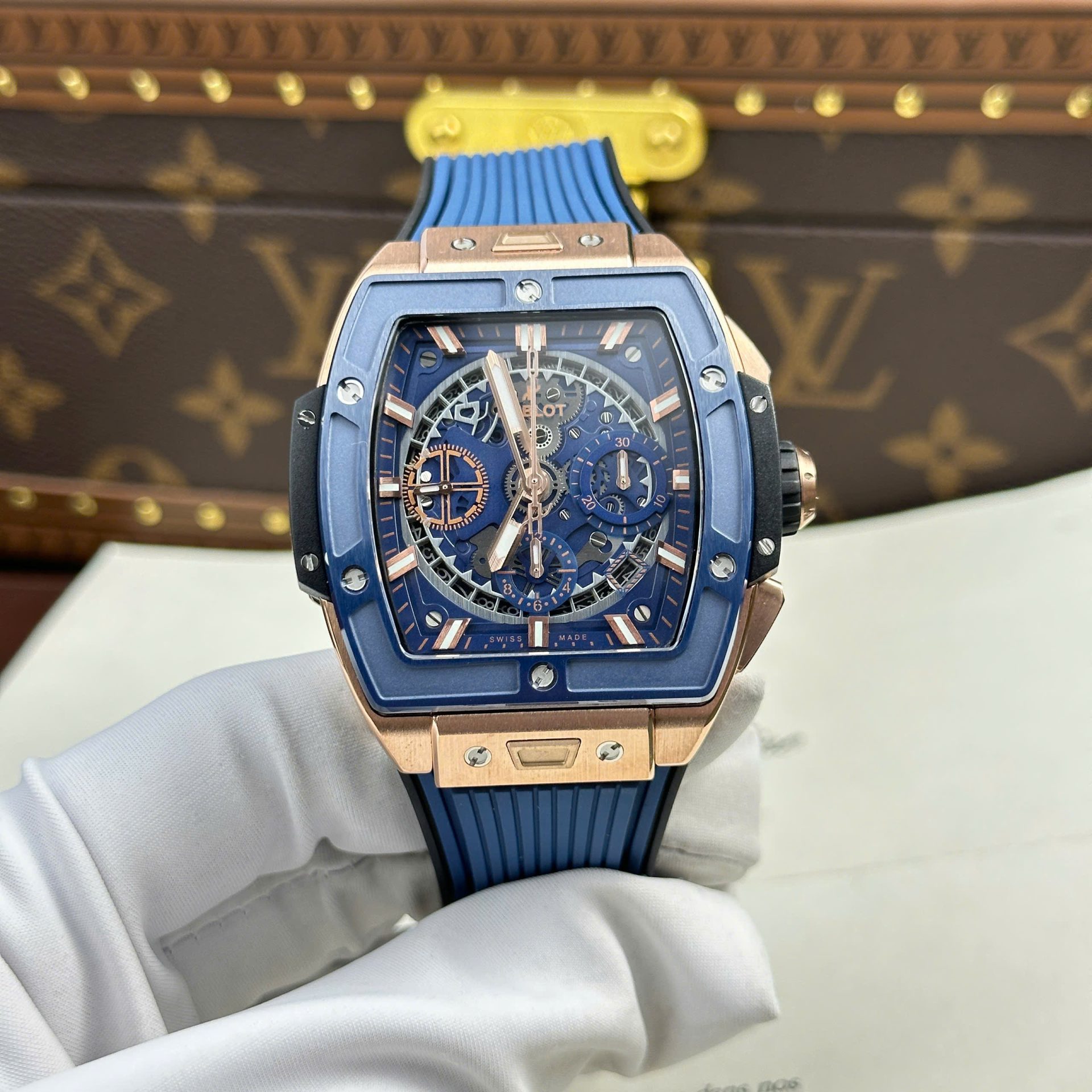 replica Hublot Replica Watch Classic Fussion Custom Blue Dial Moissanite Diamonds 33mm WATCHES 1 