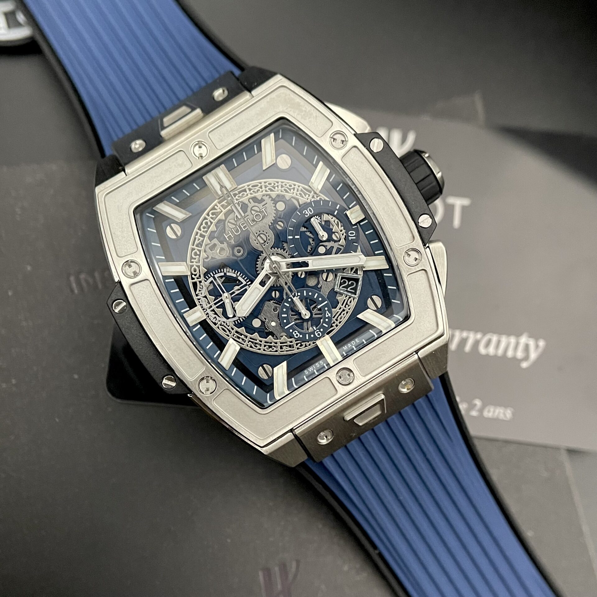 replica Hublot Fake Watch Big Bang One Click Dial Blue Custom Diamonds Moissanite 39mm WATCHES 1 