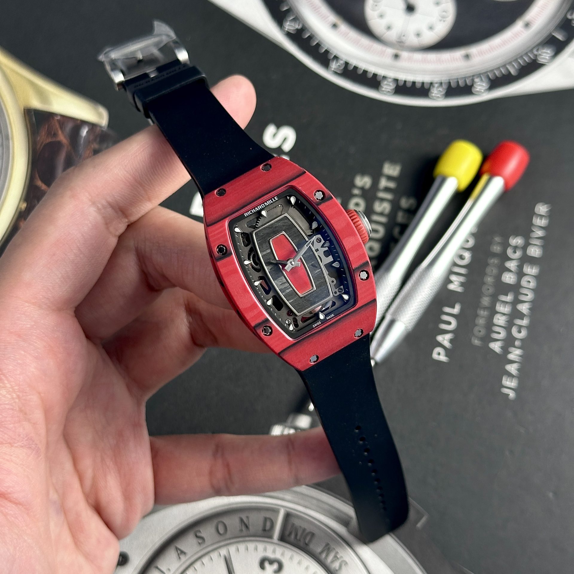replica Richard Mille Replica Watch RM007 Black Dial Full CZ 36mm WATCHES 1 