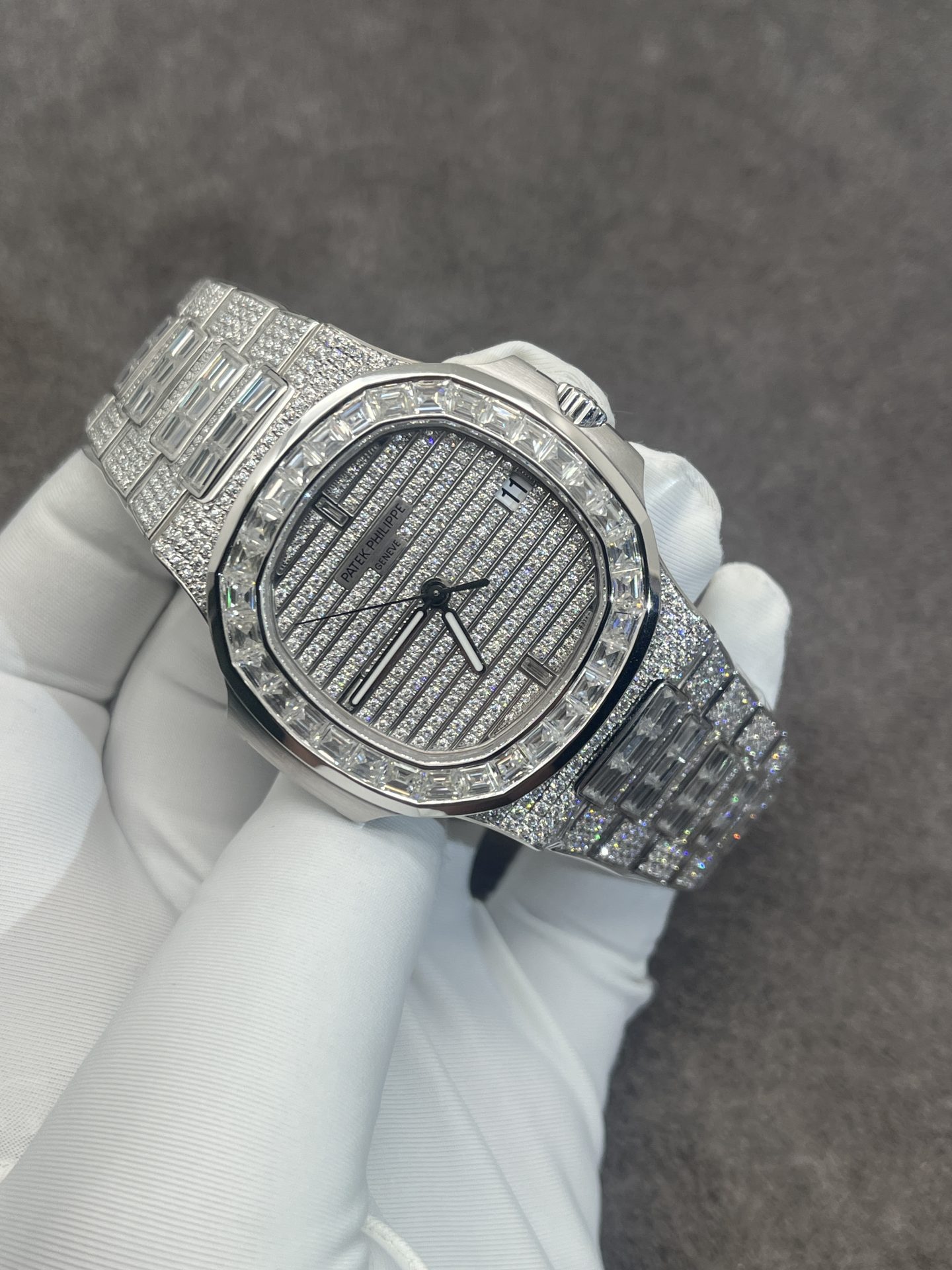 replica Patek Philippe Best Replica Watch Nautilus 5719 Gold Wrapped & Moissanite Diamonds Custom 40mm WATCHES 1 