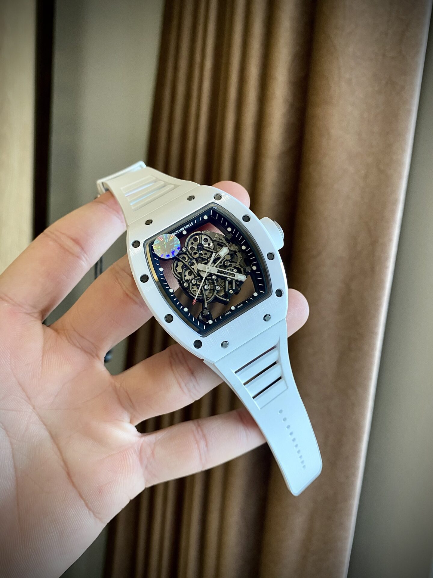 replica Richard Mille Replica Watch RM51-02 Rhinestone Rubber Strap 40mm WATCHES 1 