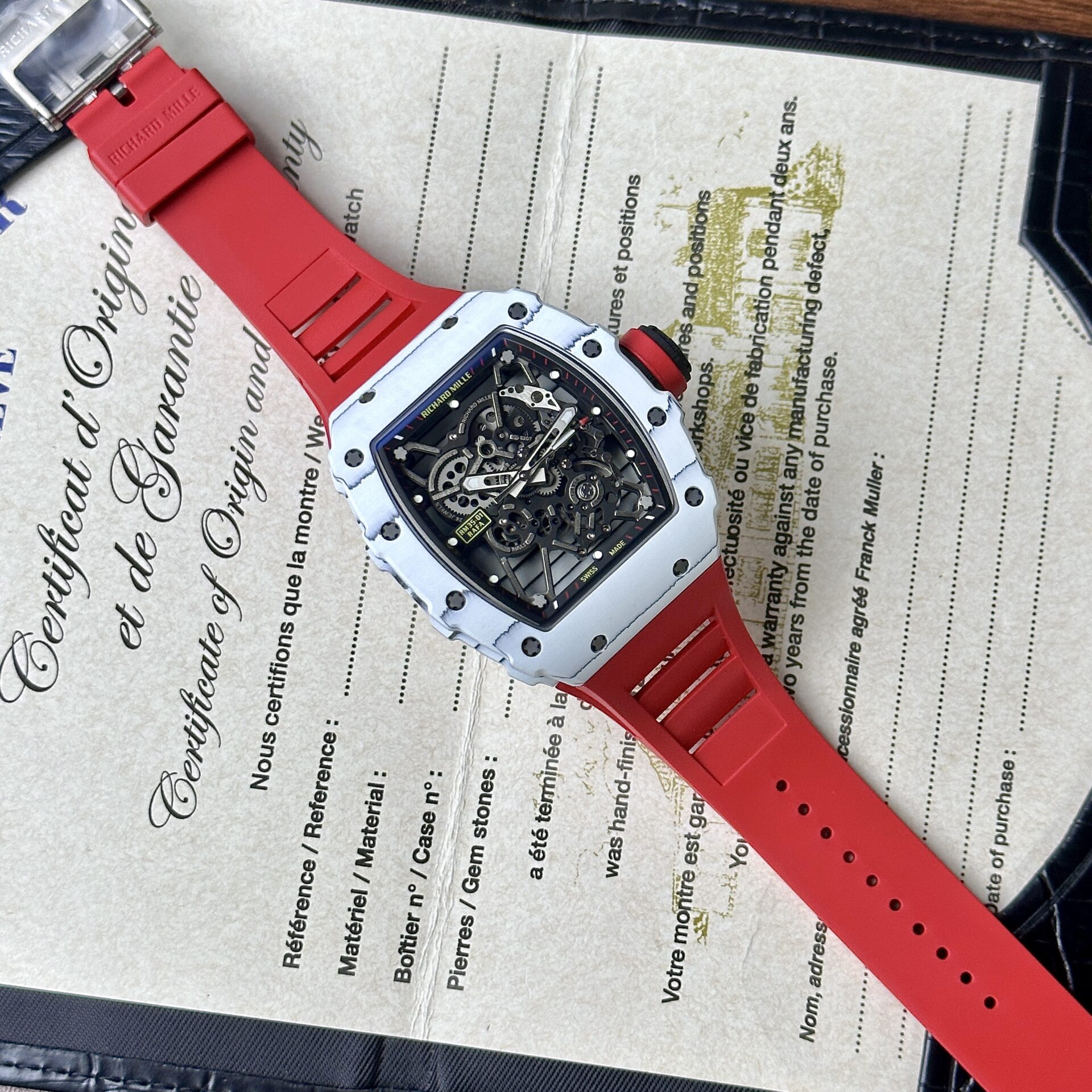 replica Richard Mille Best Replica Watch RM07-01 Red Carbon Rubber Strap 32x46mm WATCHES 1 