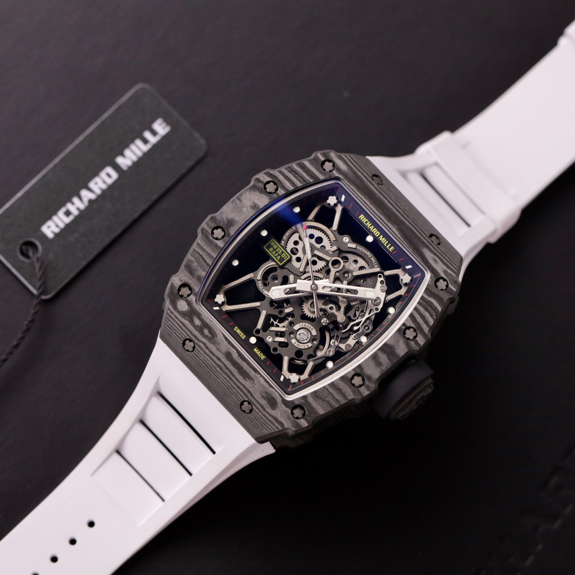 replica Richard Mille Replica Watch RM12-01 Tourbillon Sapphire Rubber Strap 44mm WATCHES 1 