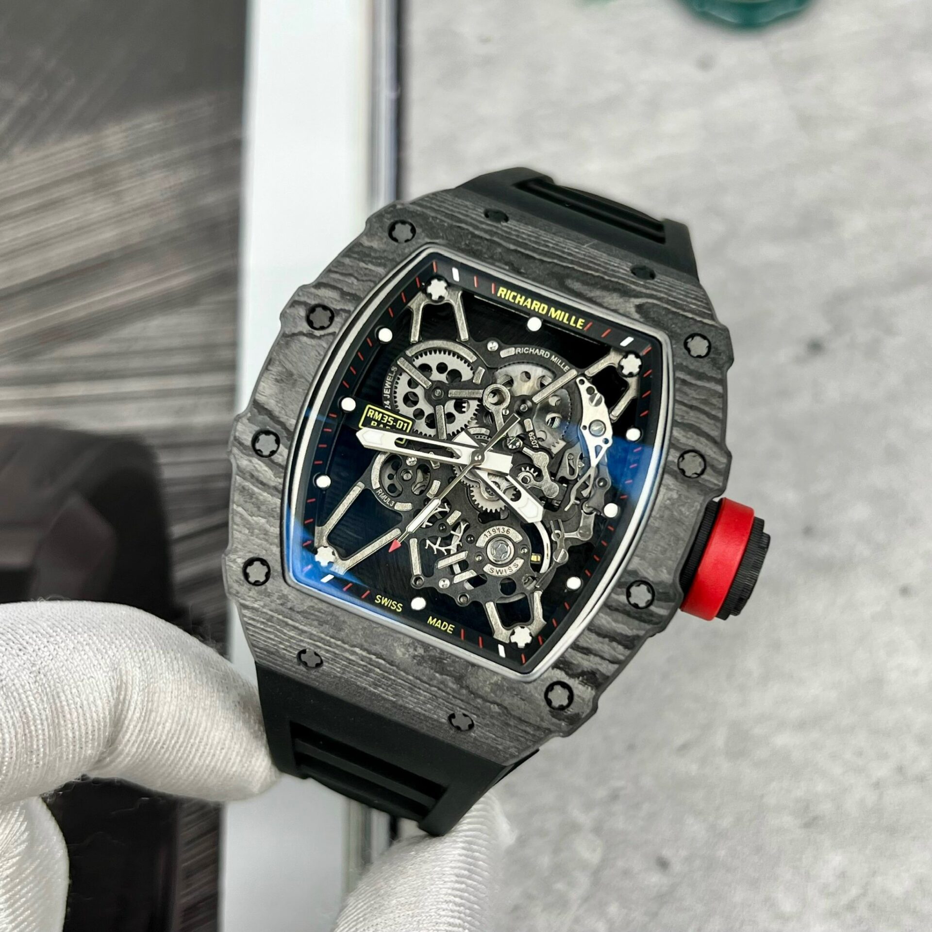 replica Richard Mille Replica Watch RM055 White Ceramic Rubber Strap ZF Factory 45mm WATCHES 1 