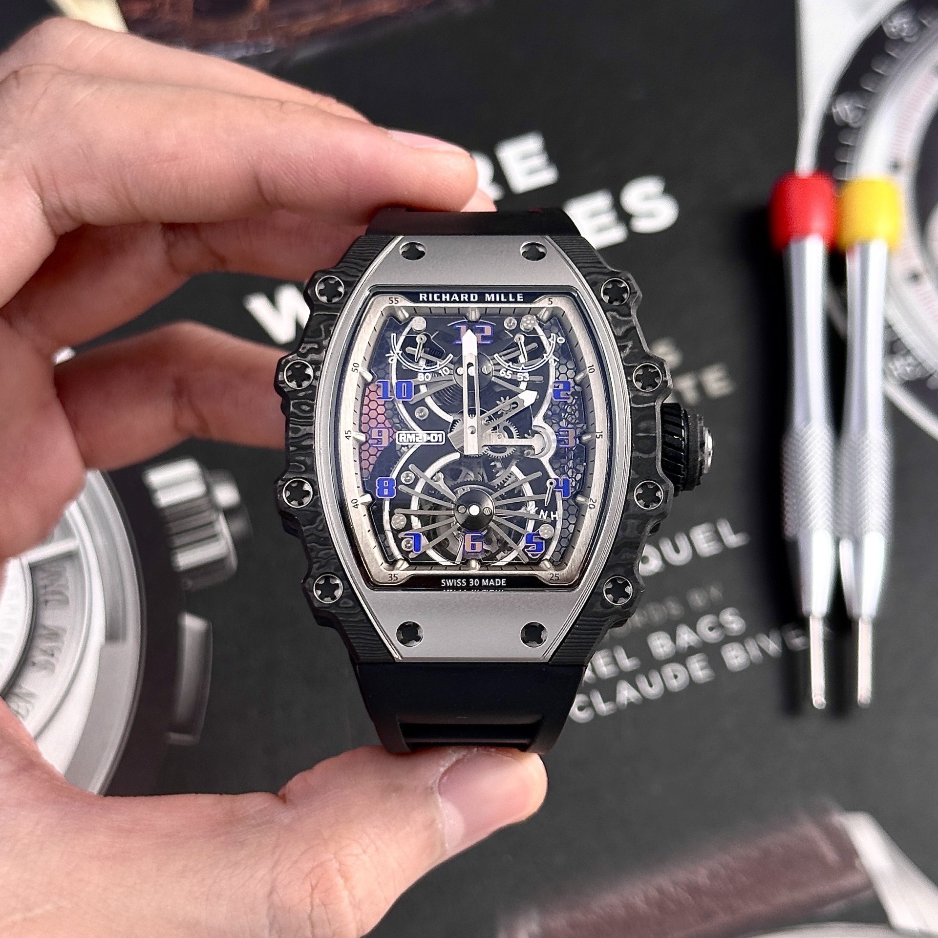 replica Richard Mille Replica Watch RM12-01 Tourbillon Sapphire Rubber Strap 44mm WATCHES 1 