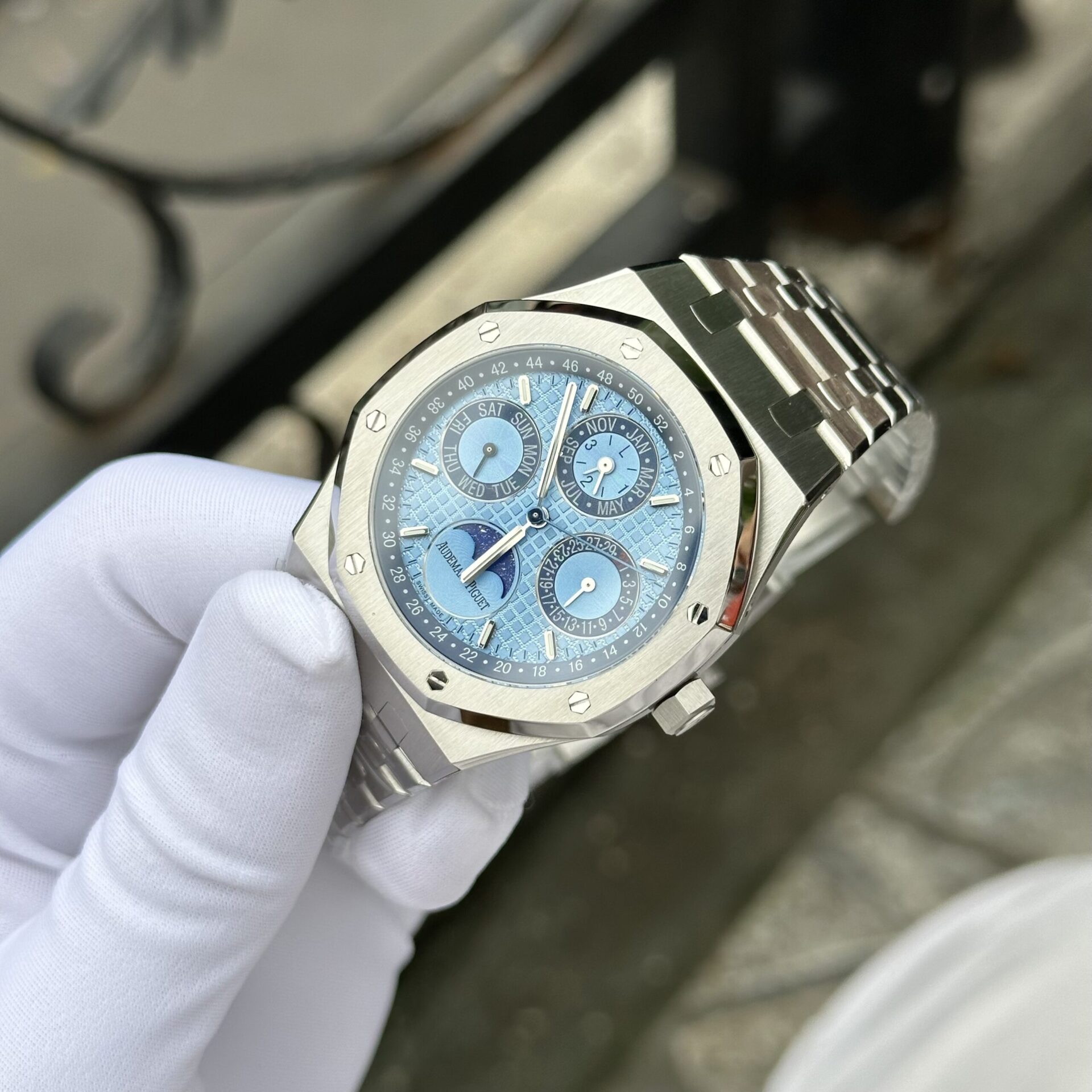 replica Audemars Piguet Replica Watch Royal Oak Blue Dial Metal Wire 34mm WATCHES 3 