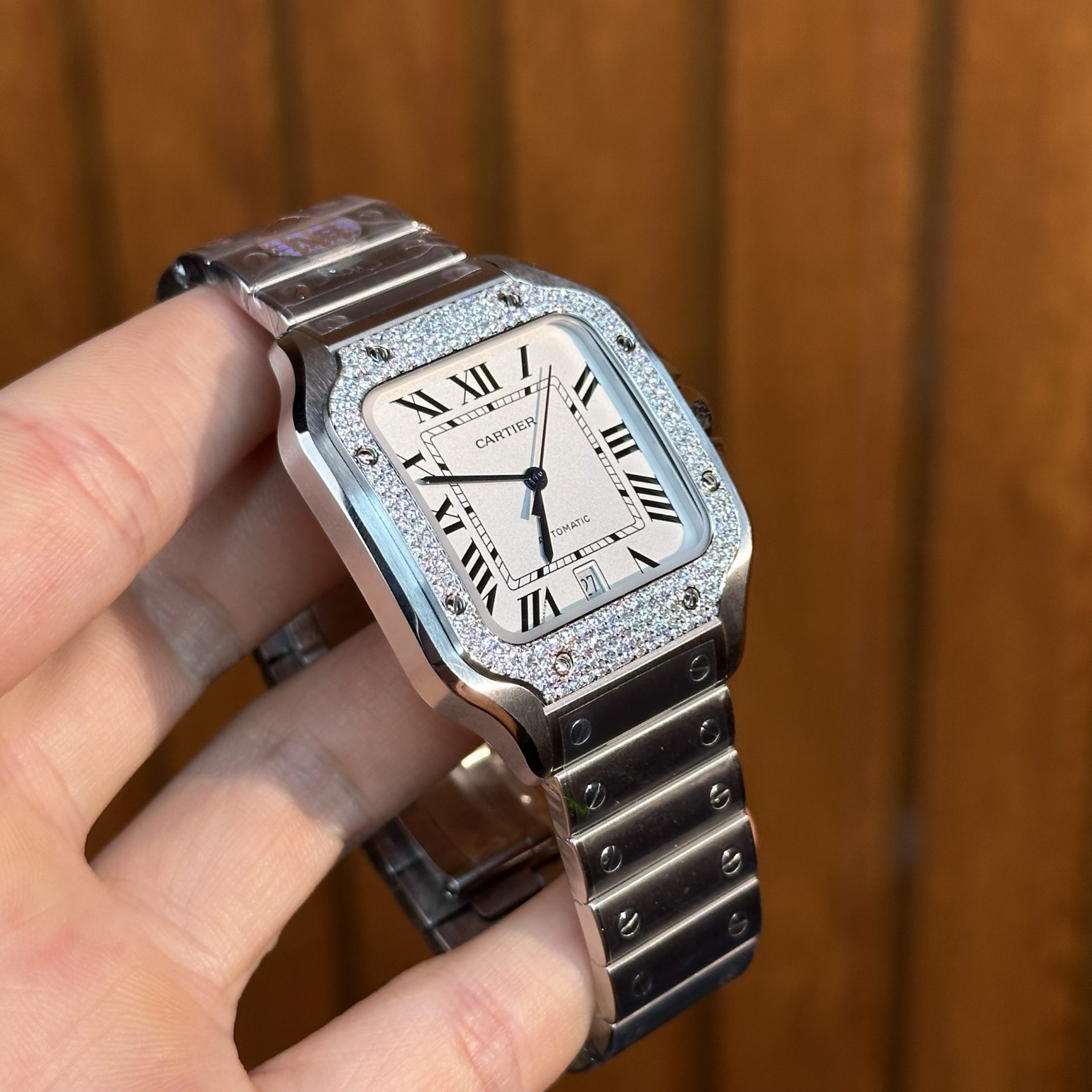 replica Cartier Replica Watch Santos Custom Moissanite Diamonds BV Factory 39.8mm WATCHES 3 