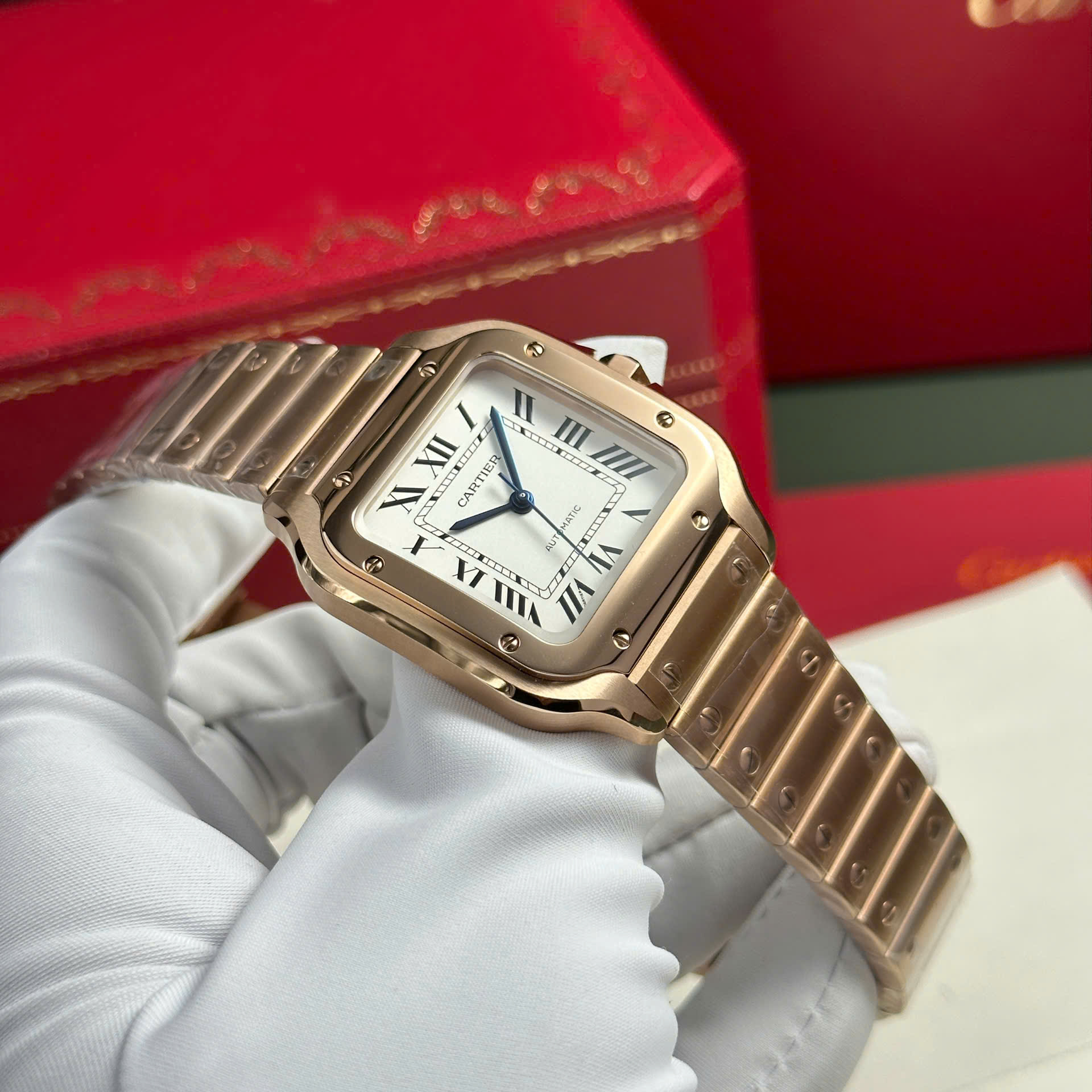 replica Cartier Replica Watches Santos Black Dial Roman Numeral Pile BV Factory 39.8mm WATCHES 3 