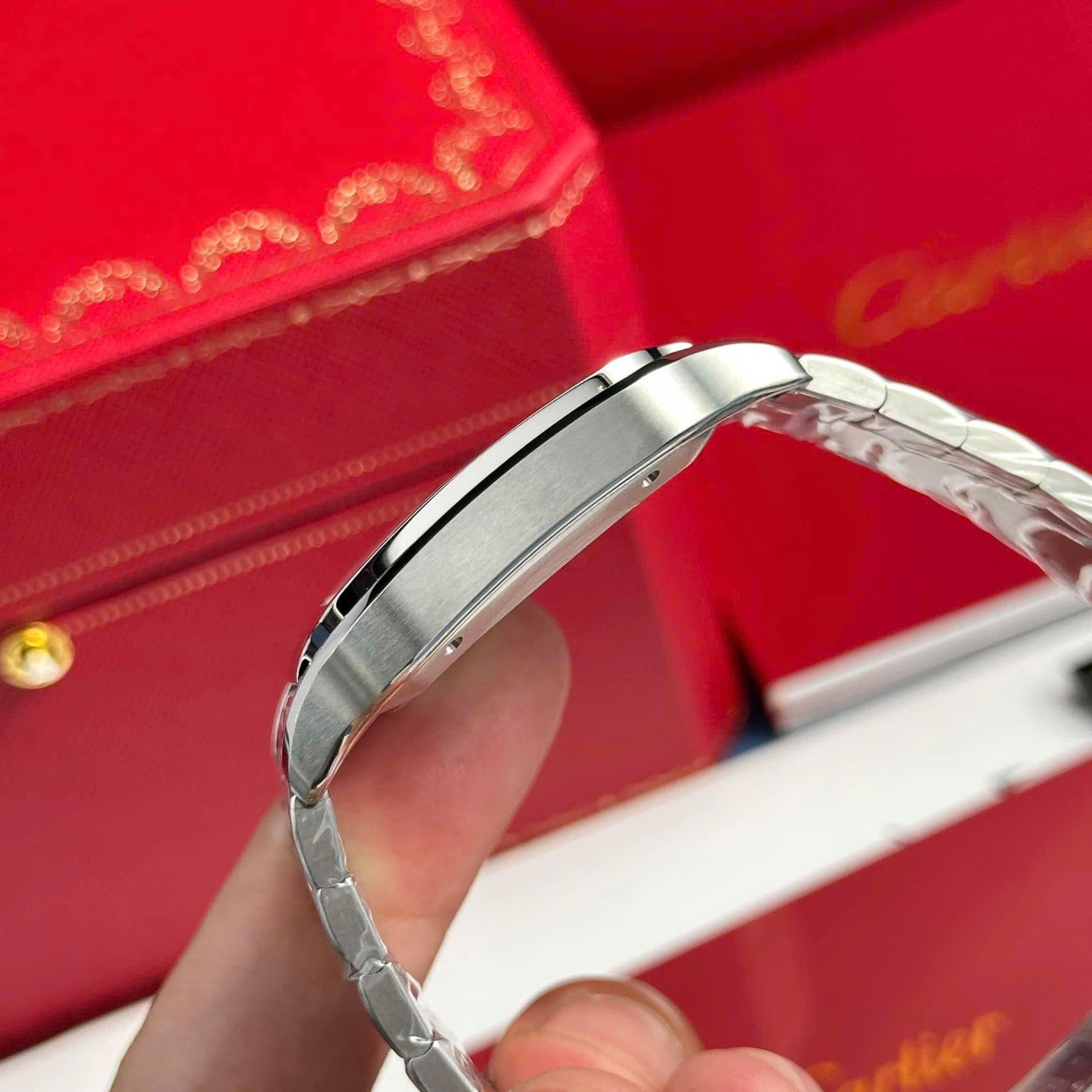 replica Cartier Replica Watch Santos Dumont WJSA0017 Red Leather Strap 38×27.5mm WATCHES 3 