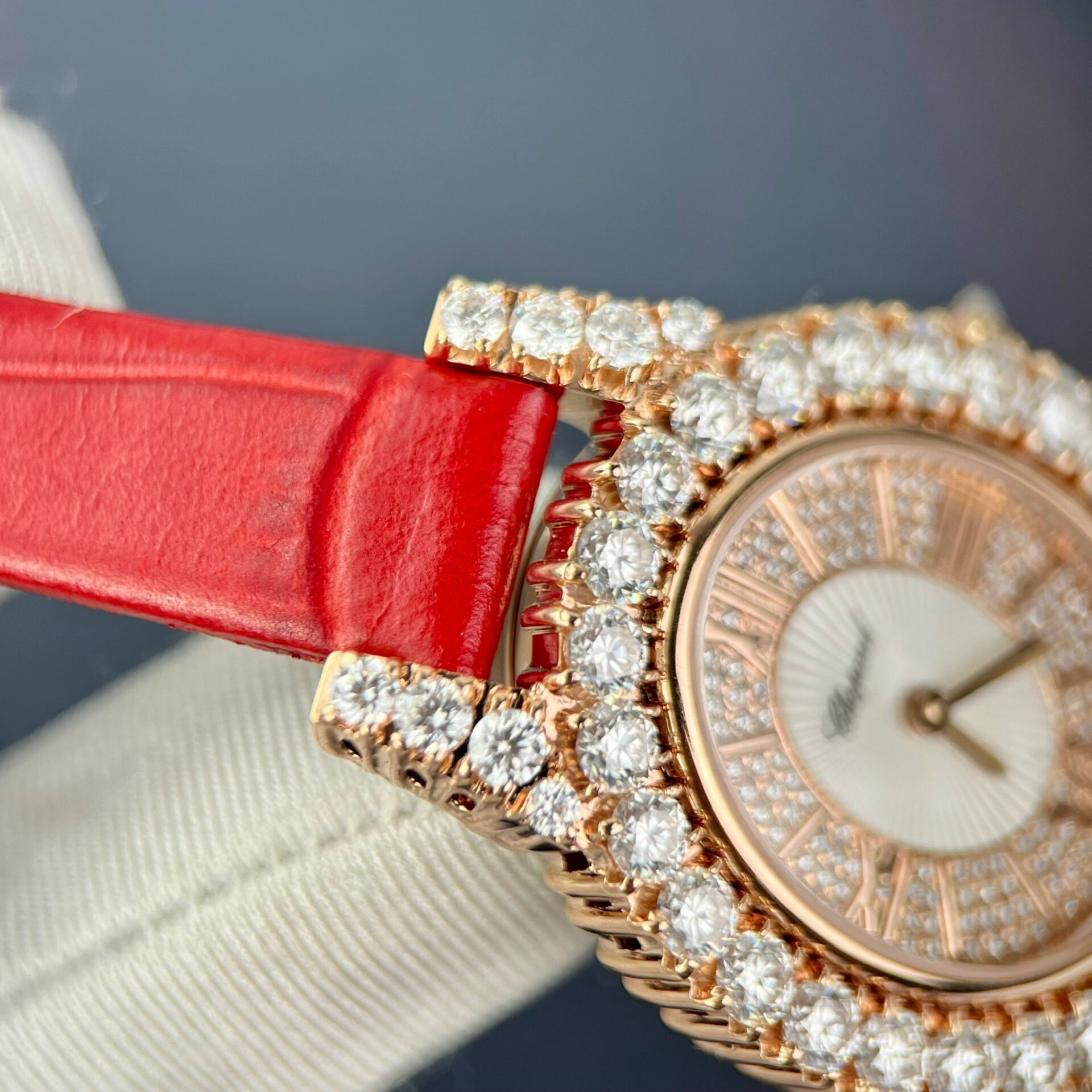 replica Chopard Replica Watch With Moissanite Diamond Leather Strap 30mm WATCHES 3 