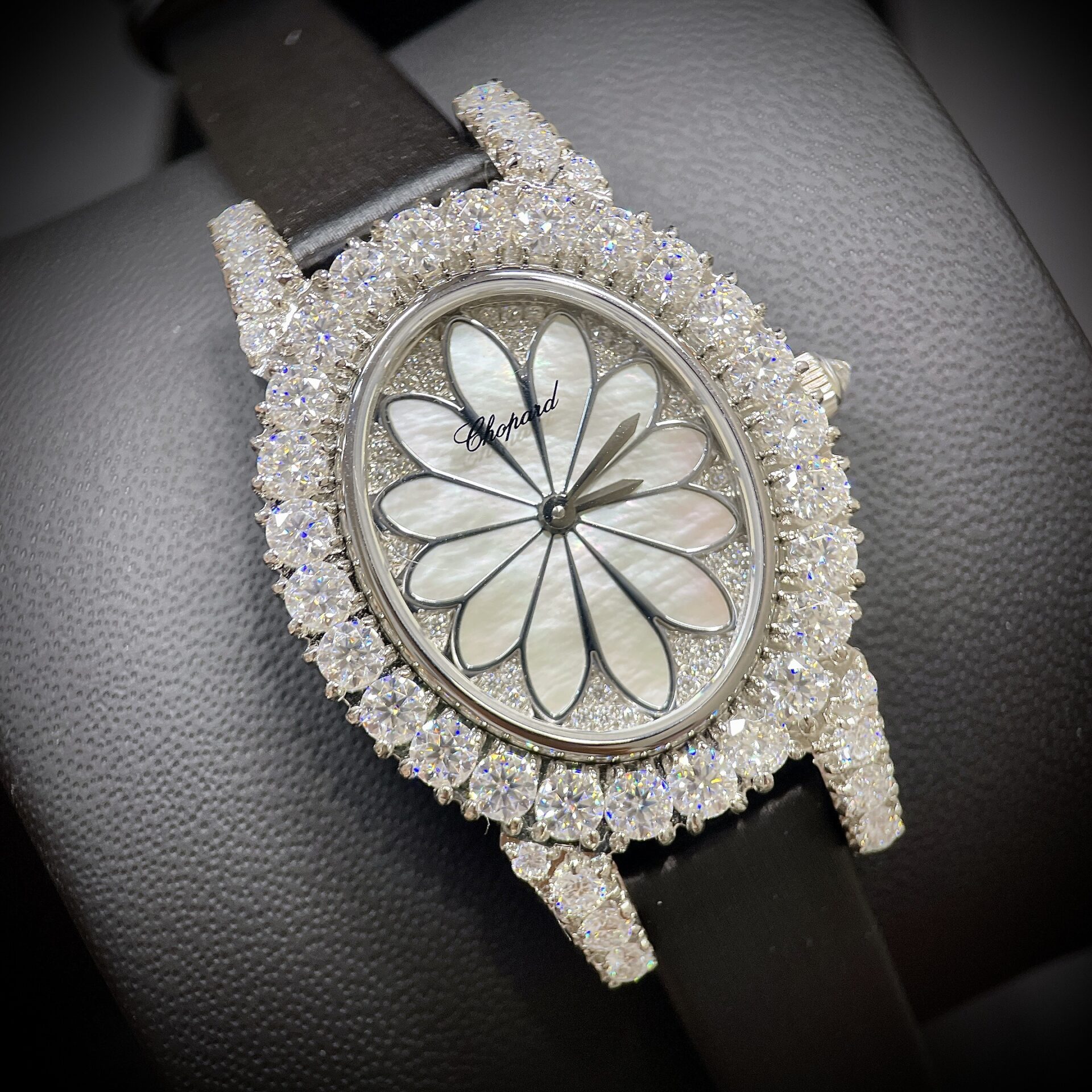 replica Chopard Full Moissanite Diamonds Replica Watch Gold Wrapped 34mm WATCHES 3 