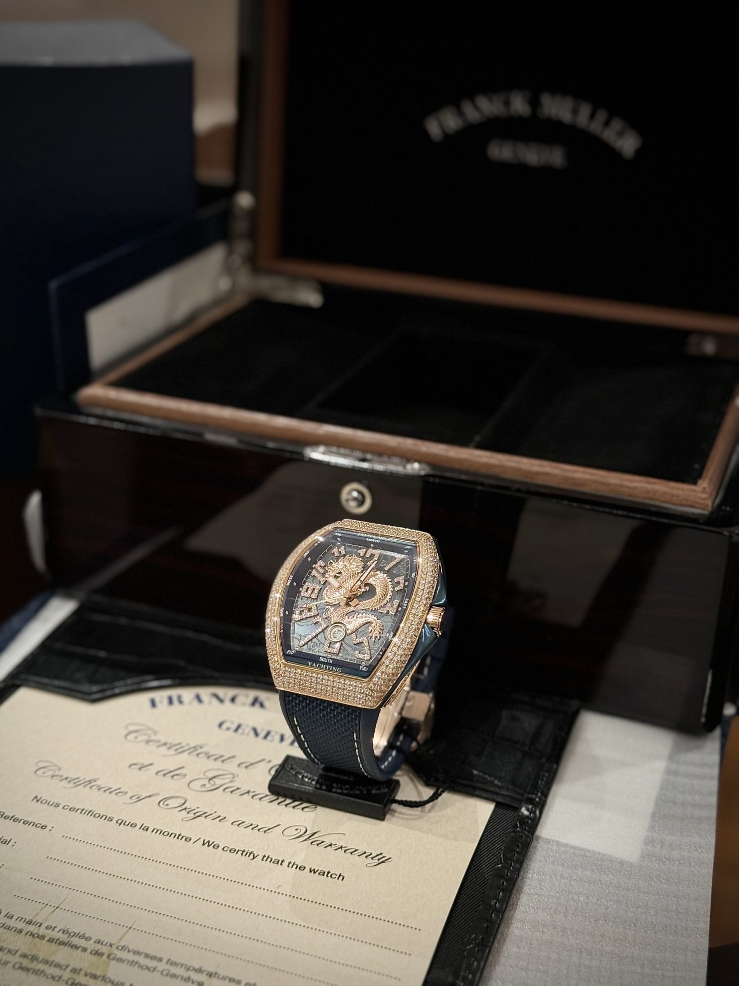replica Franck Muller Vanguard V45 Replica Watch With Full RoseGold Diamonds ABF 45mm WATCHES 3 